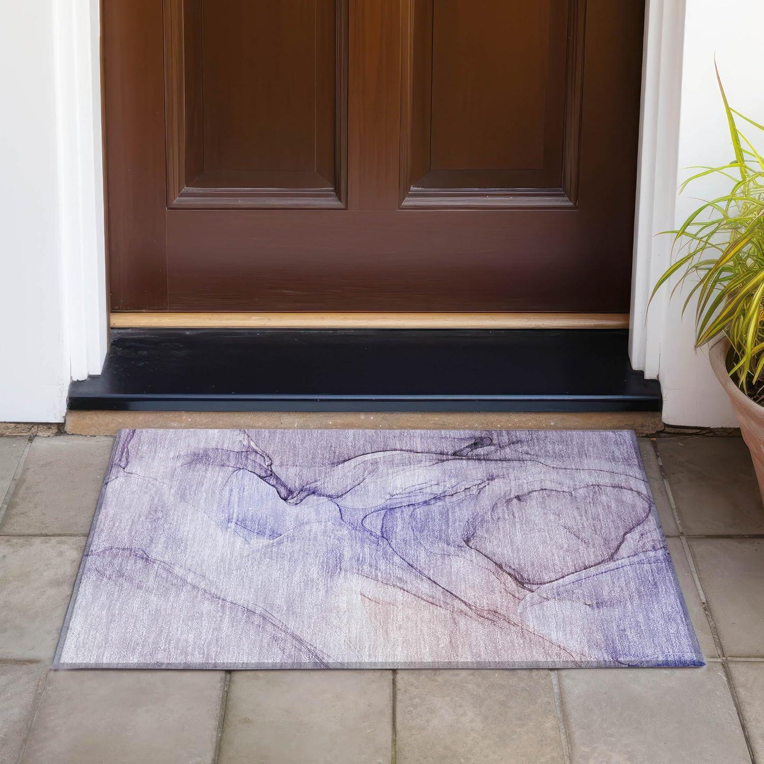 Addison Rugs Chantille Indoor/Outdoor Transitional Watercolors Purple Washable Rectangle Rug, 1'8" x 2'6"