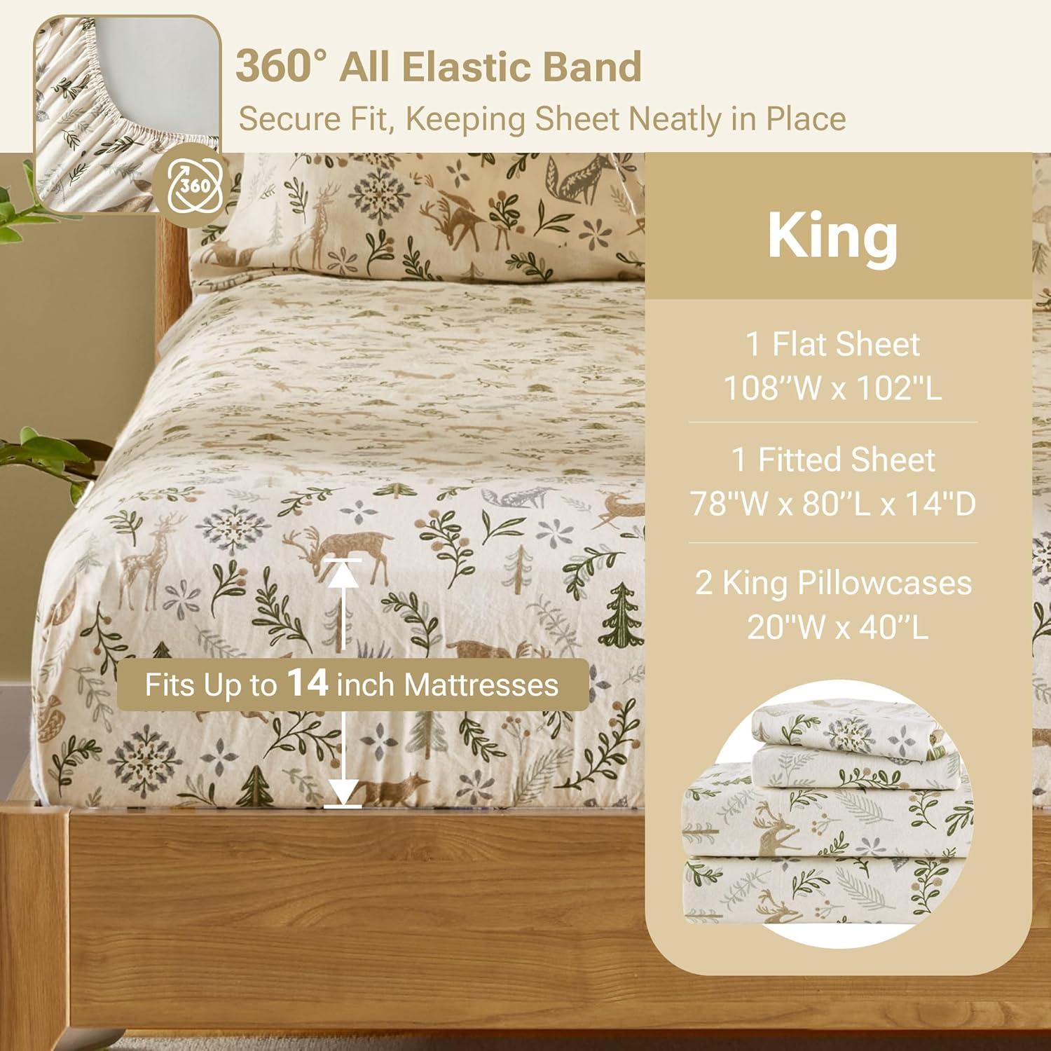 King Tan Woodland Winter Cotton Flannel Sheet Set