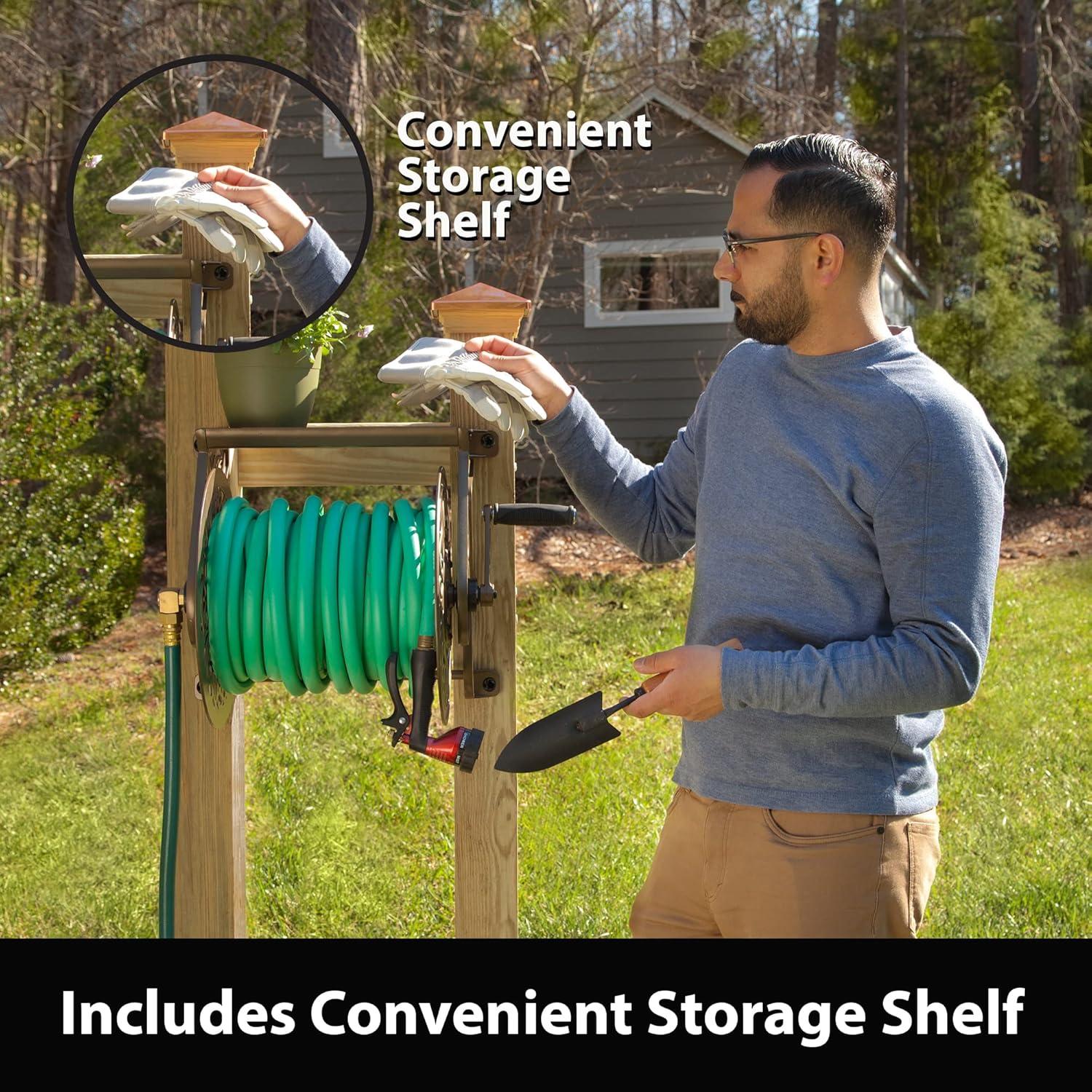 Liberty Garden LBG-704 125' Steel Decorative Garden Hose Wall Mounted Reel