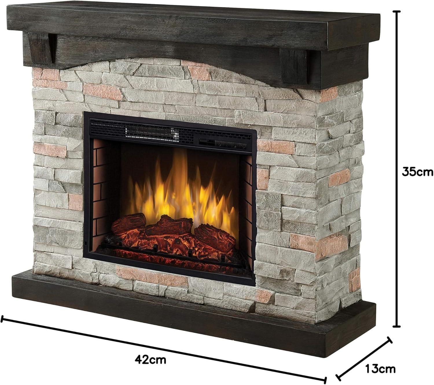 Muskoka 42-in Sable Mills Electric Fireplace Grey Faux Stone Mantel Free Standing