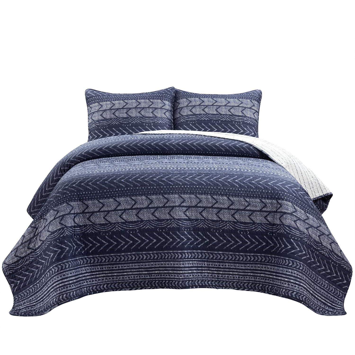 Lush Decor Hygge Geo Reversible Contemporary 3-Piece Quilt Set