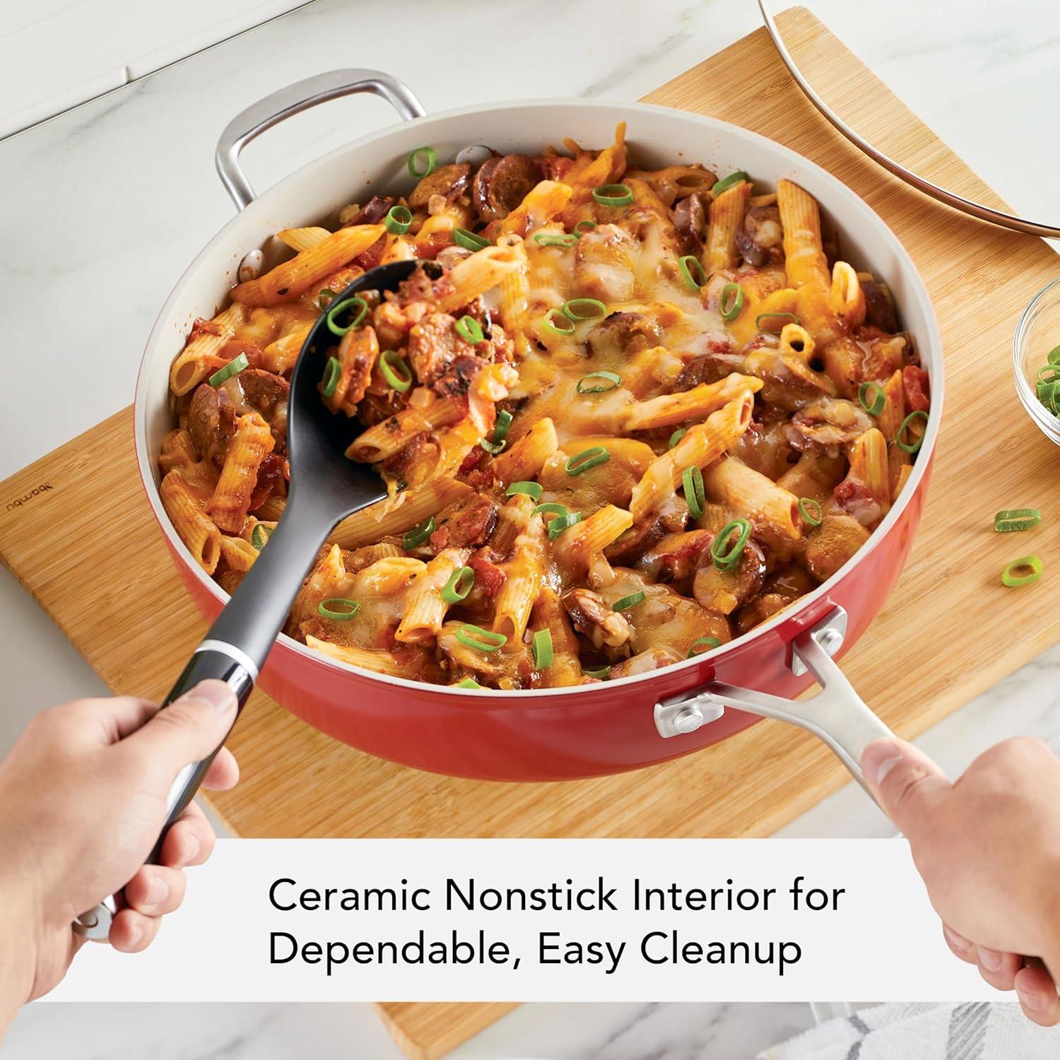 KitchenAid® KitchenAid Hard Anodized Ceramic Nonstick 5 Quart Sauté Pan with Lid, Empire Red