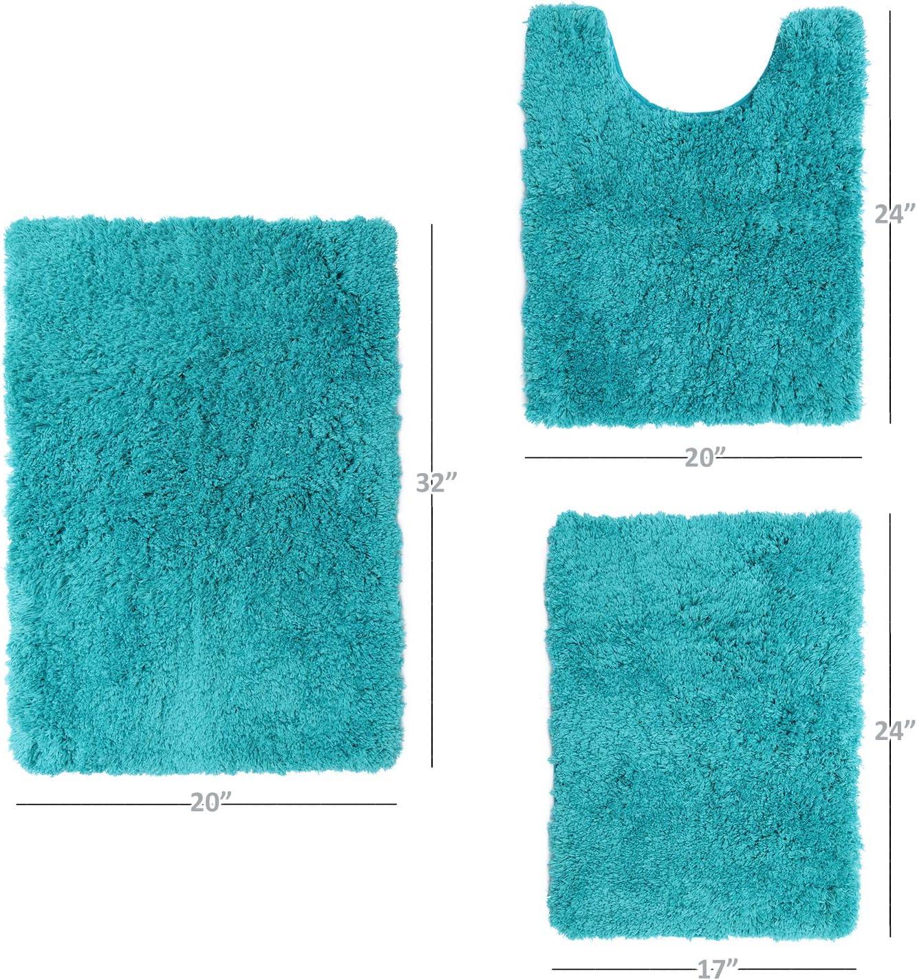 Nestl Super Soft Shaggy Bath Rug, Absorbent Bathroom Rug, Small Medium and Contour, Teal