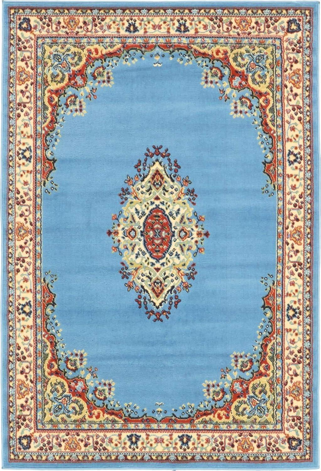 Unique Loom Reza Collection Area Rug - Washington (4' 1" x 6' 1" Rectangle Light Blue/Cream)