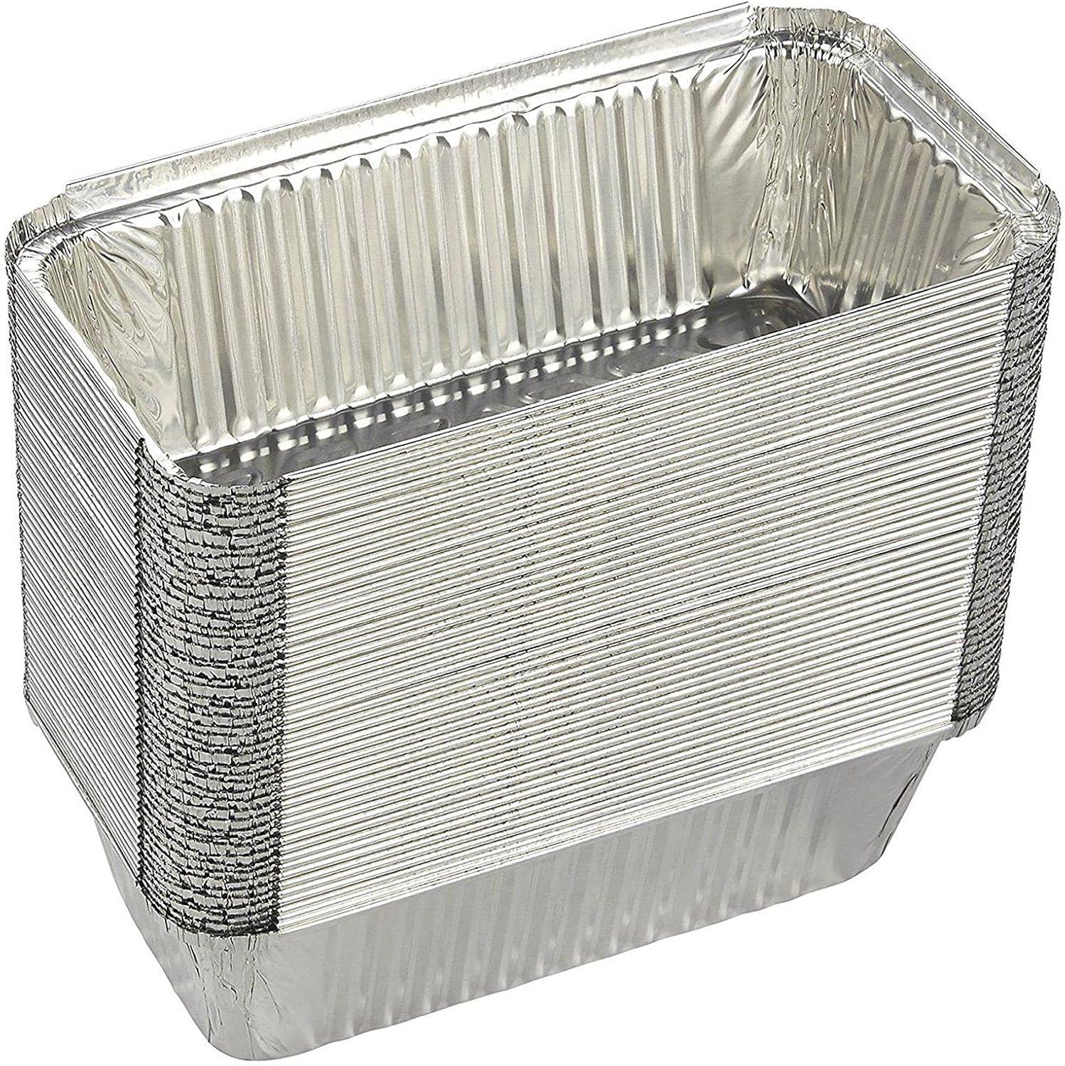 Juvale 50 Pack Disposable Aluminum Loaf Pans with Lids, 22oz Tins for Baking, Heating, Storing, 8.5 x 2.5 x 4.5 In