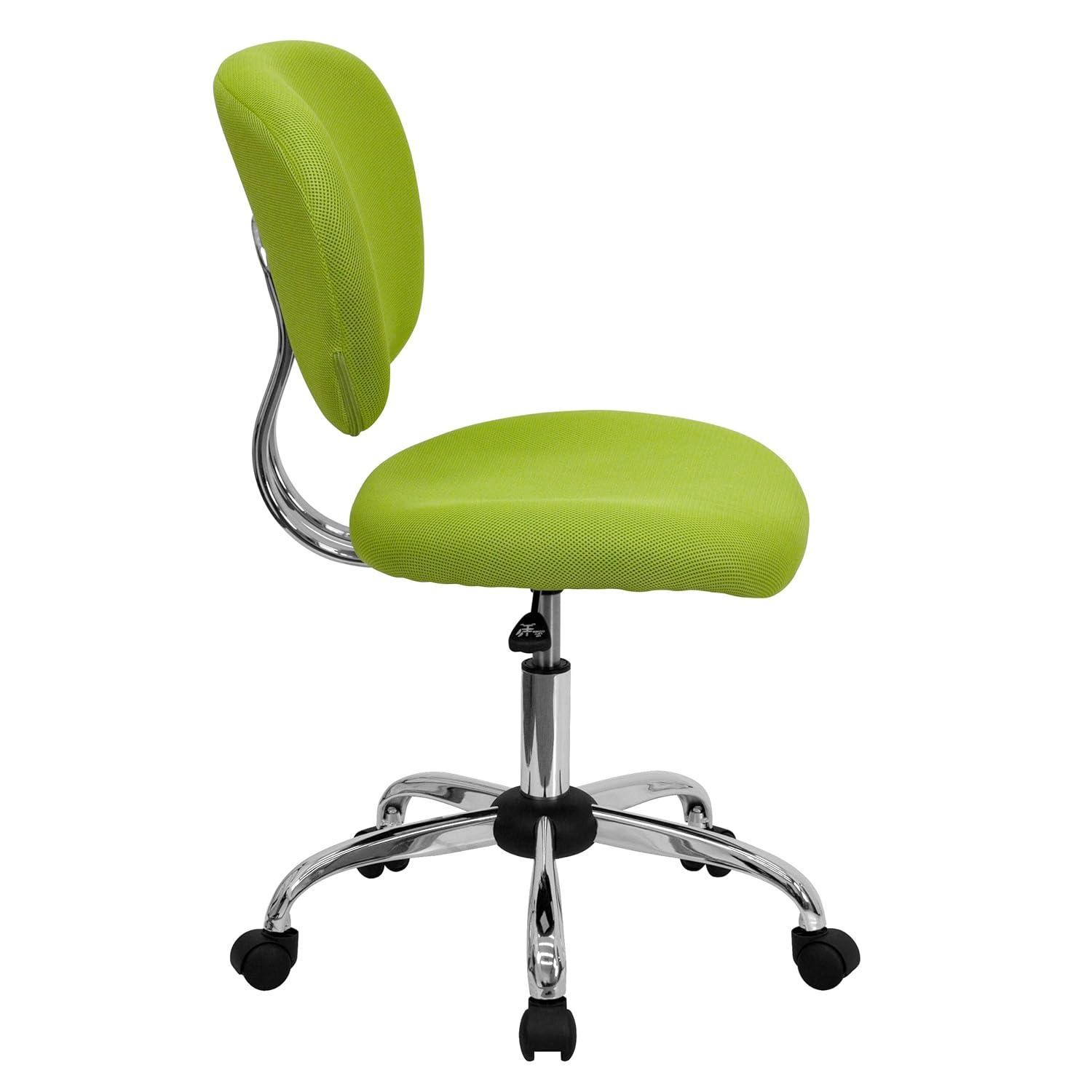 BizChair Mid-Back Apple Green Mesh Padded Swivel Task Office Chair with Chrome Base