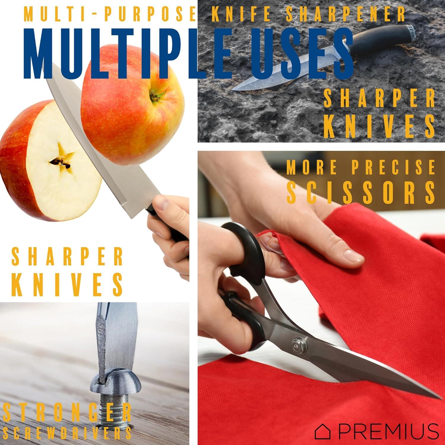 Chef Pro PREMIUS Compact 3-in-1 Electric Knife Sharpener System, Black