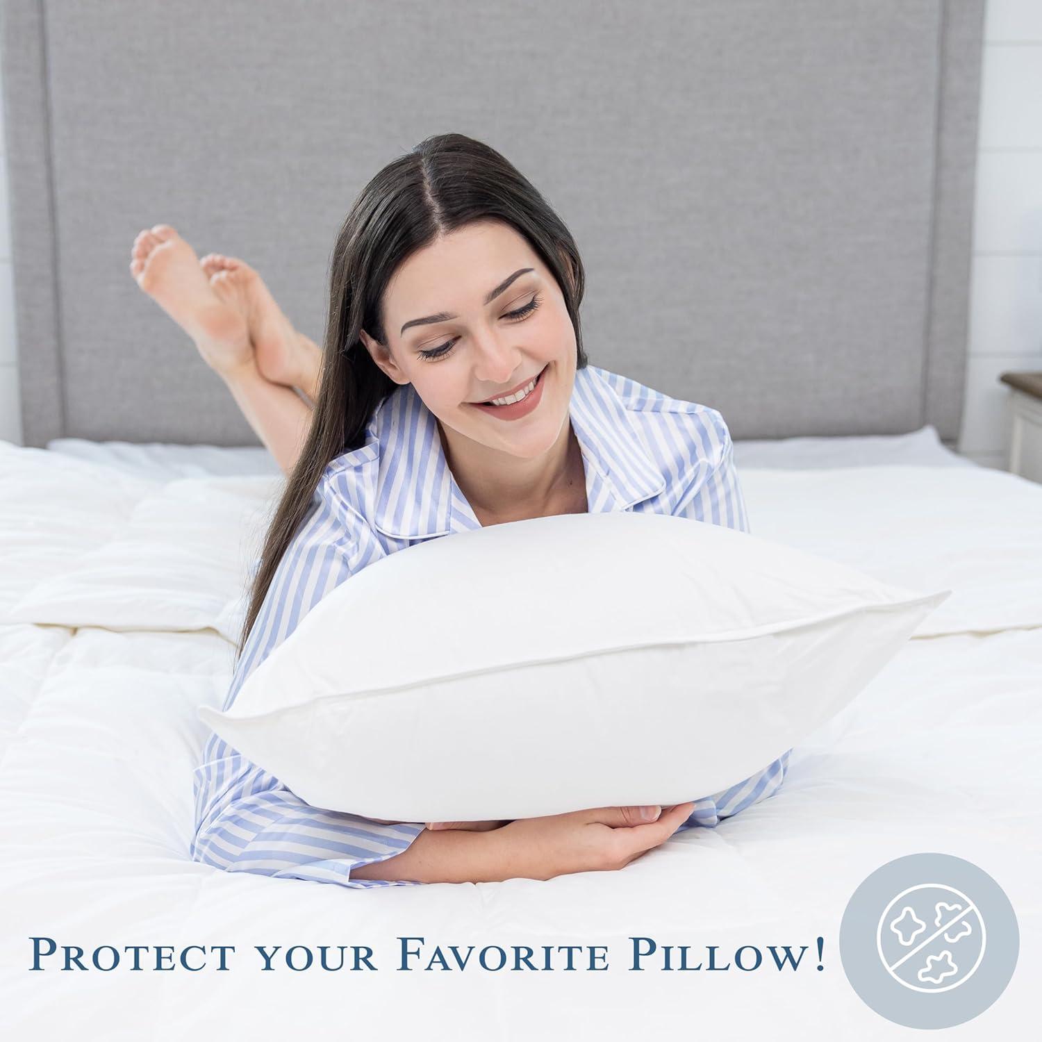 Pillowtex ® Feather/Down-Proof, 100% Cotton, Soft Pillow Protector - 3 Year Warranty (1, Jumbo)