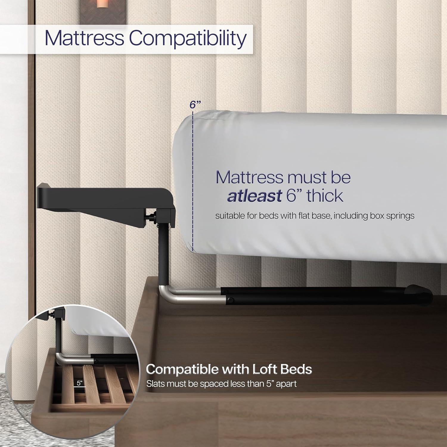 Bedside Shelf For Bunk Beds, Lofs & Bed Frames - Heavy Duy Sorage ray Fis Lapops, Book & Drinks - Grea For Sudens College Dorm Room & Kids Bedroom o Replace Nighsand (Black)