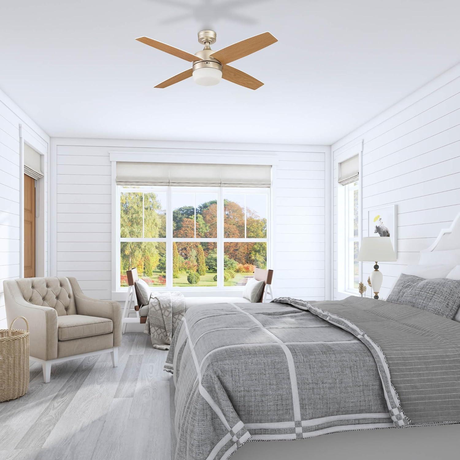 Prominence Home Atlas 44" Champagne Ceiling Fan with Light, Remote Control, 4 Blades & Reverse Airflow