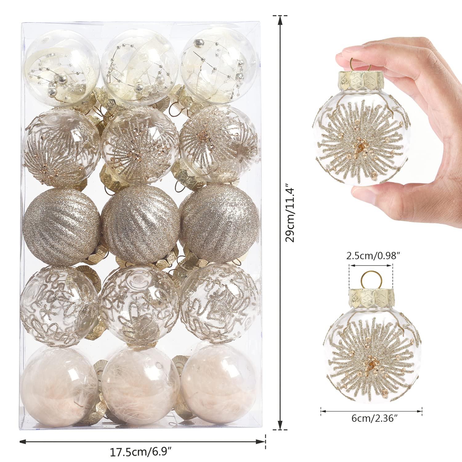 60MM/2.36" Christmas Ball Ornaments, 30PCS Shatterproof Decorative Hanging Ball Ornament with Stuffed Delicate Decorations, Xmas Tree Balls for Halloween Holiday Party Thankgivings (Silver)