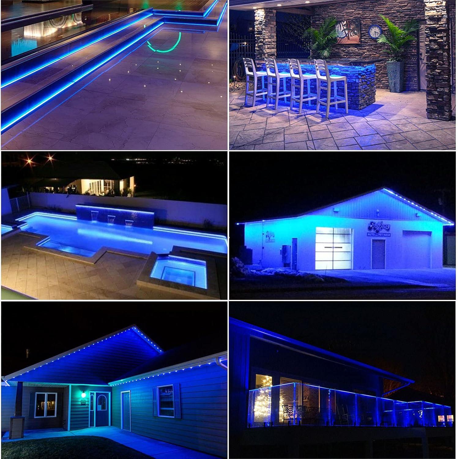 Blue Solar Powered LED Outdoor Twinkle Strip Lights