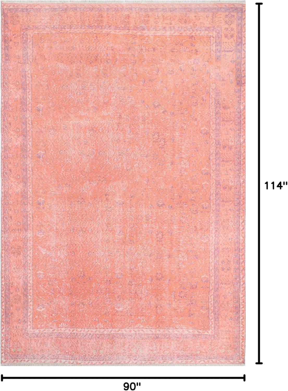 Coral Hand-Knotted Synthetic Rectangular Area Rug 7'6" x 9'6"