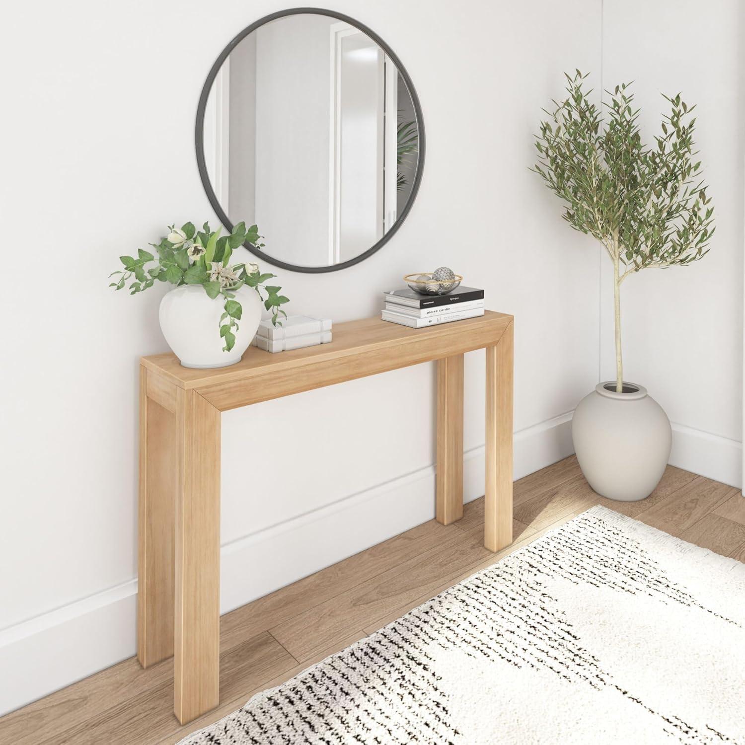 Plank+Beam 46" Modern Solid Wood Console Table, Narrow Entryway Table, Behind The Couch