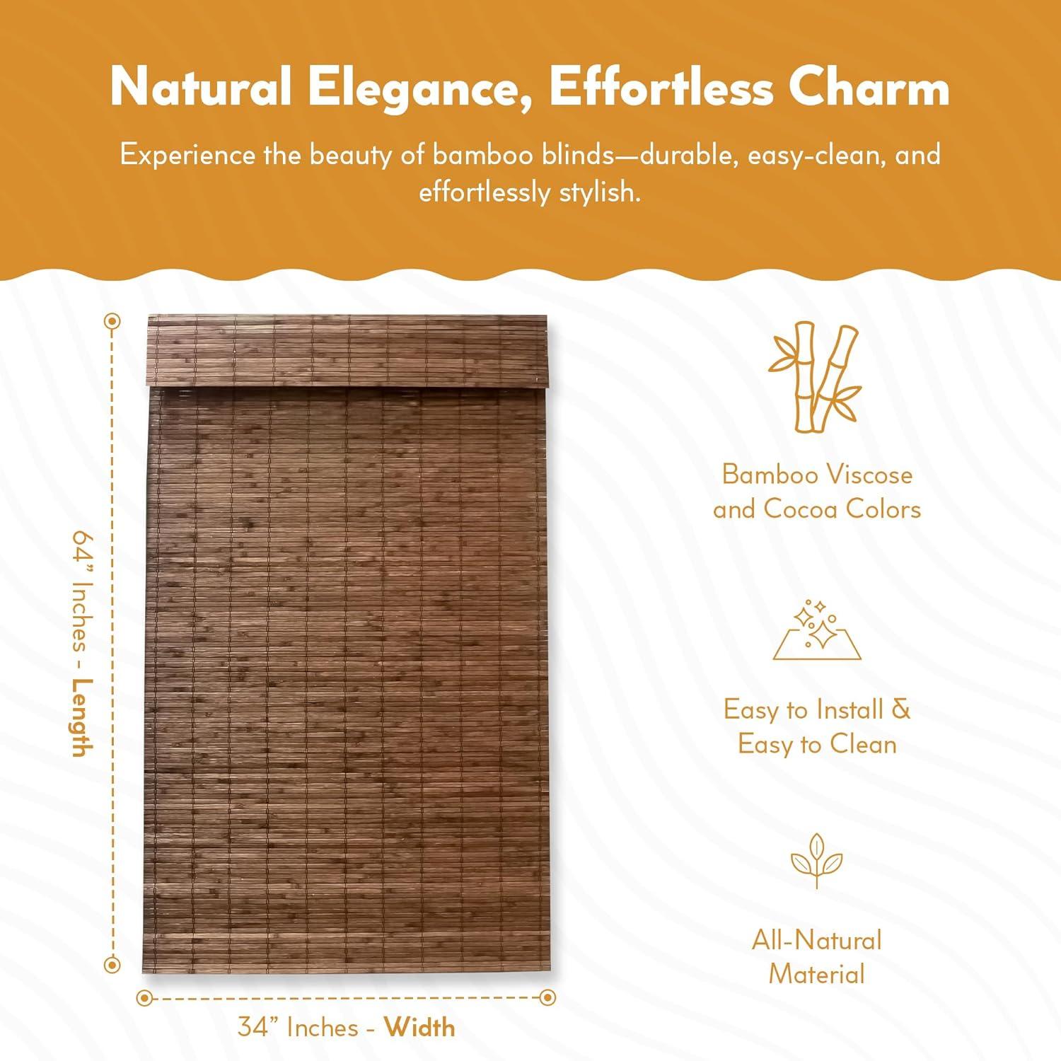 Radiance Brooklyn 34-in Cordless Cocoa Bamboo Roman Shade