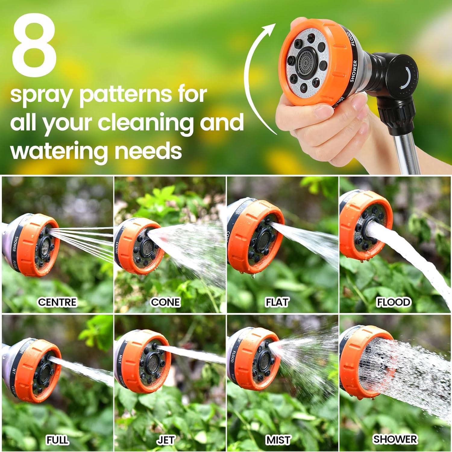 17.5 Inch Orange and Black Aluminum Watering Wand with 8 Spray Patterns