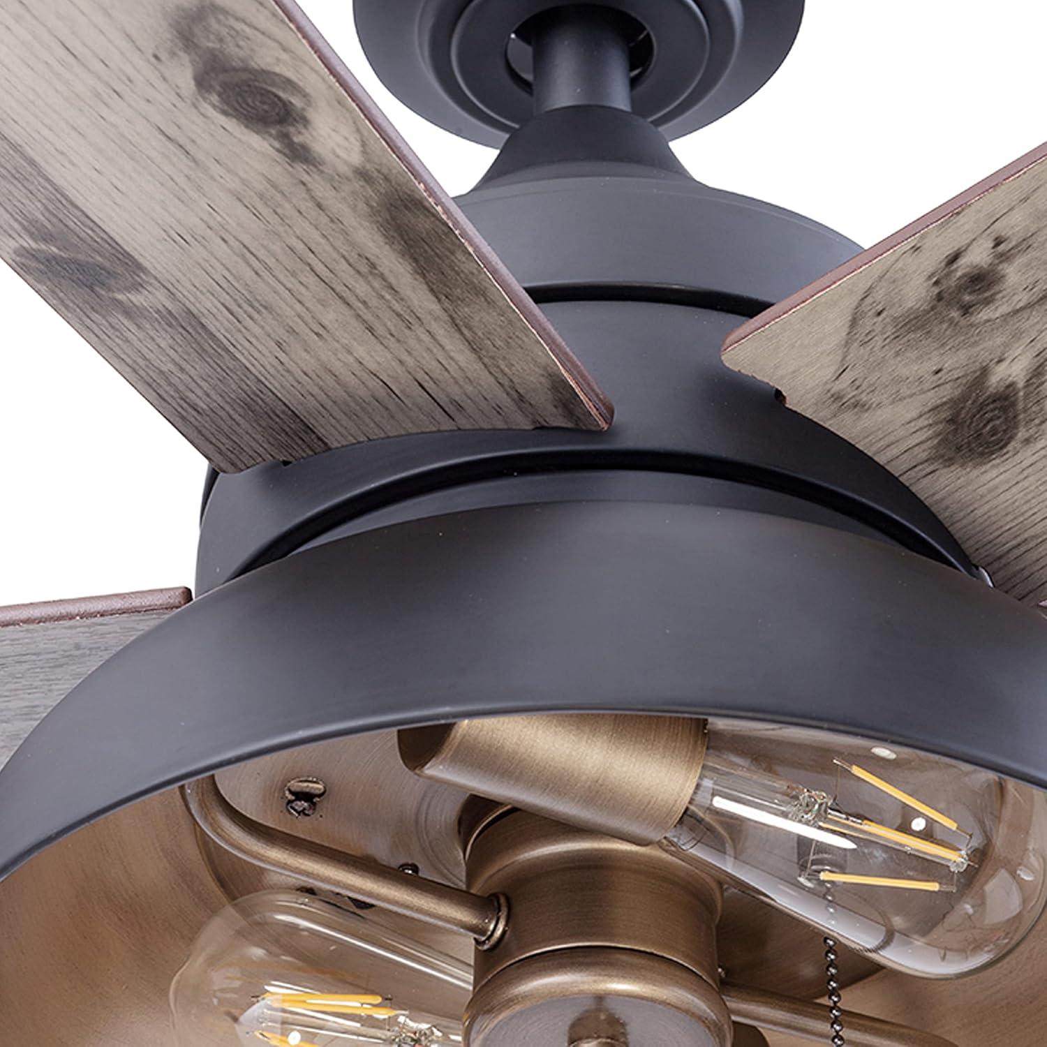Prominence Home 51659-45 Brightondale 52 in. Industrial Style Indoor Outdoor LED Ceiling Fan with Light - Matte Black