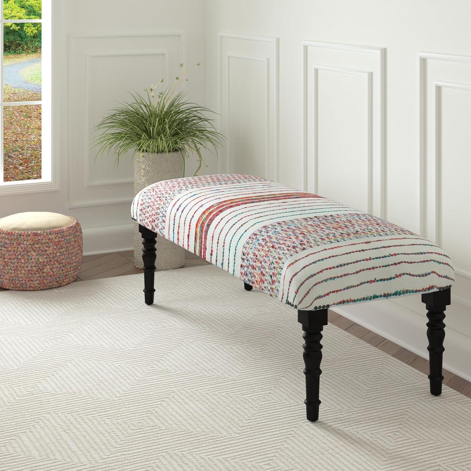 Colorful Chevron and Striped Chindi Bench with Storage