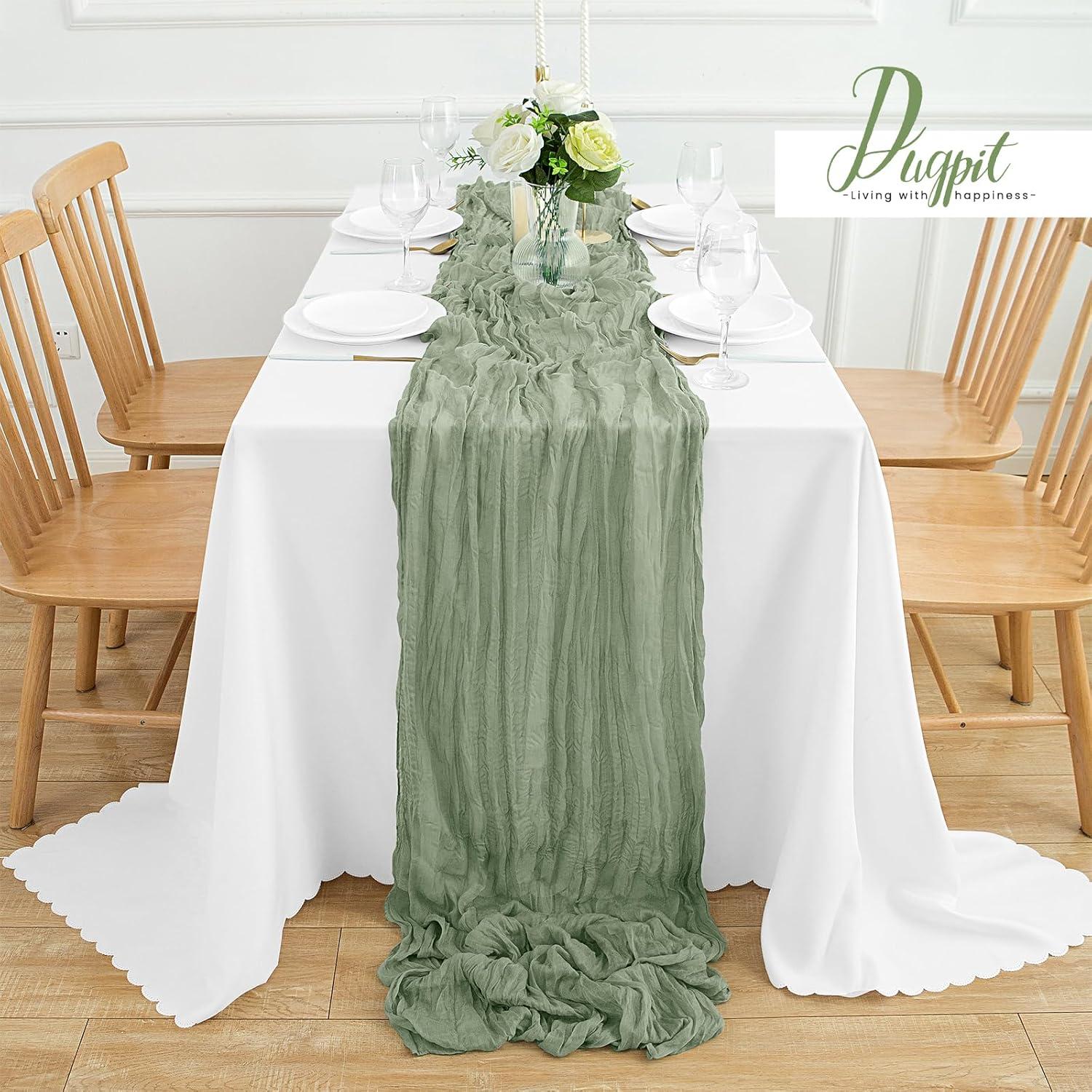 Mint Green Cheesecloth Table Runner 6 Pack 35" Boho Gauze Runner 120 inches Long Tablecloth Runner Rustic Sheer Fabric Bulk for Baby Shower Wedding Bridal Birthday Party Table Decorations