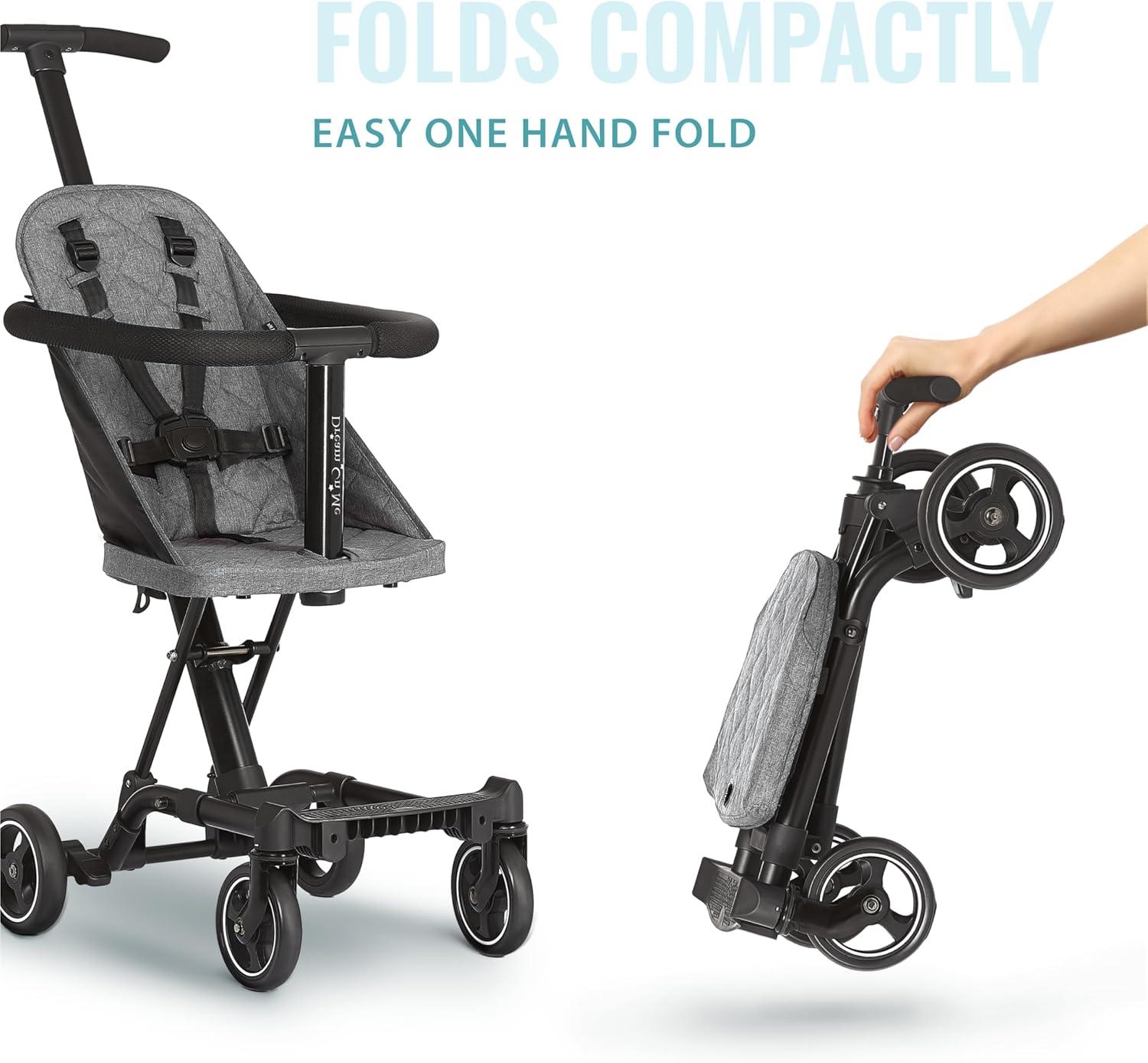 Dream On Me Coast Rider Travel Stroller Lightweight Stroller Compact Portable Vacation Friendly Stroller, Gray