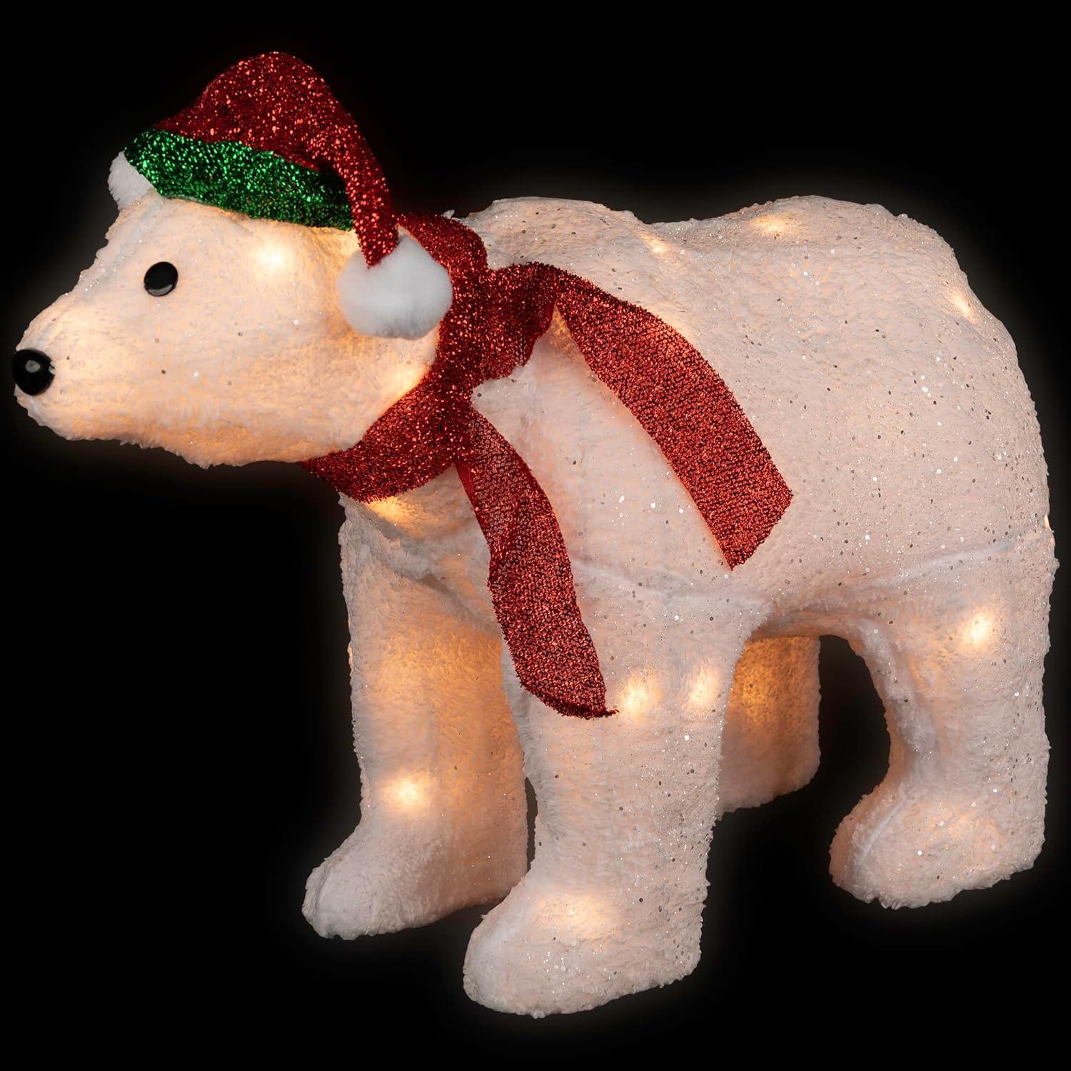 Northlight Seasonal 23" Pre-Lit White Glittered Polar Bear Outdoor Christmas Decoration