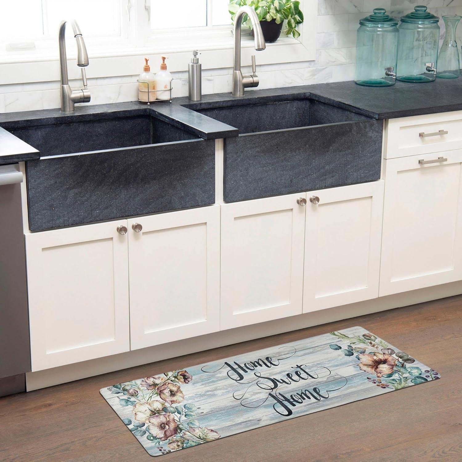 Floral Water Resistant Anti-Fatigue Non-Skid Kitchen Mat