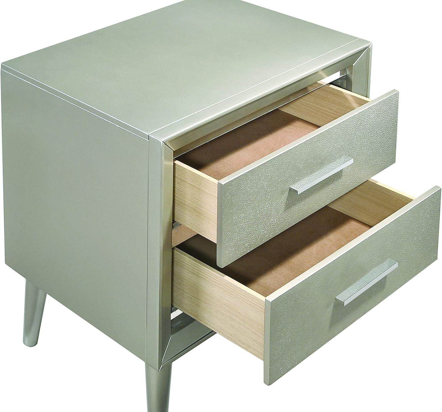 Ramon 2-drawer Nightstand Metallic Sterling