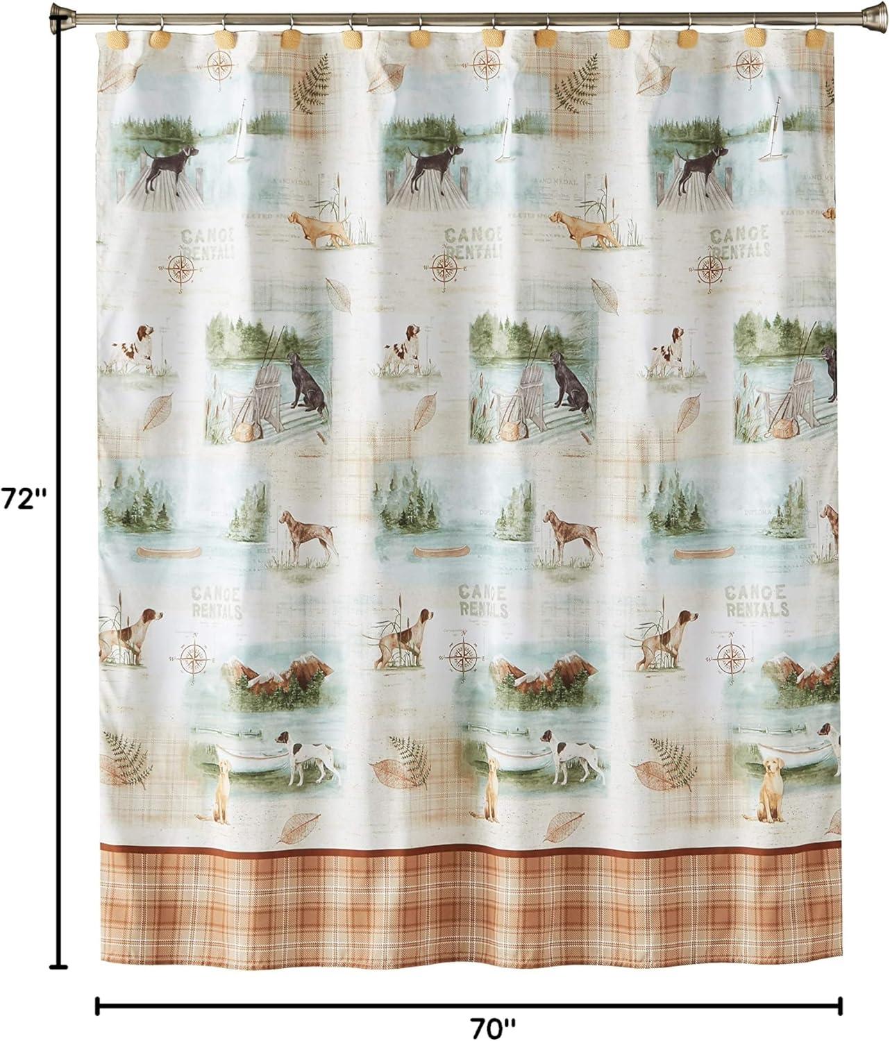 Saturday Knight Ltd Adirondack Dogs Nature Life Fabric Bath Shower Curtain - 70x72", Multi
