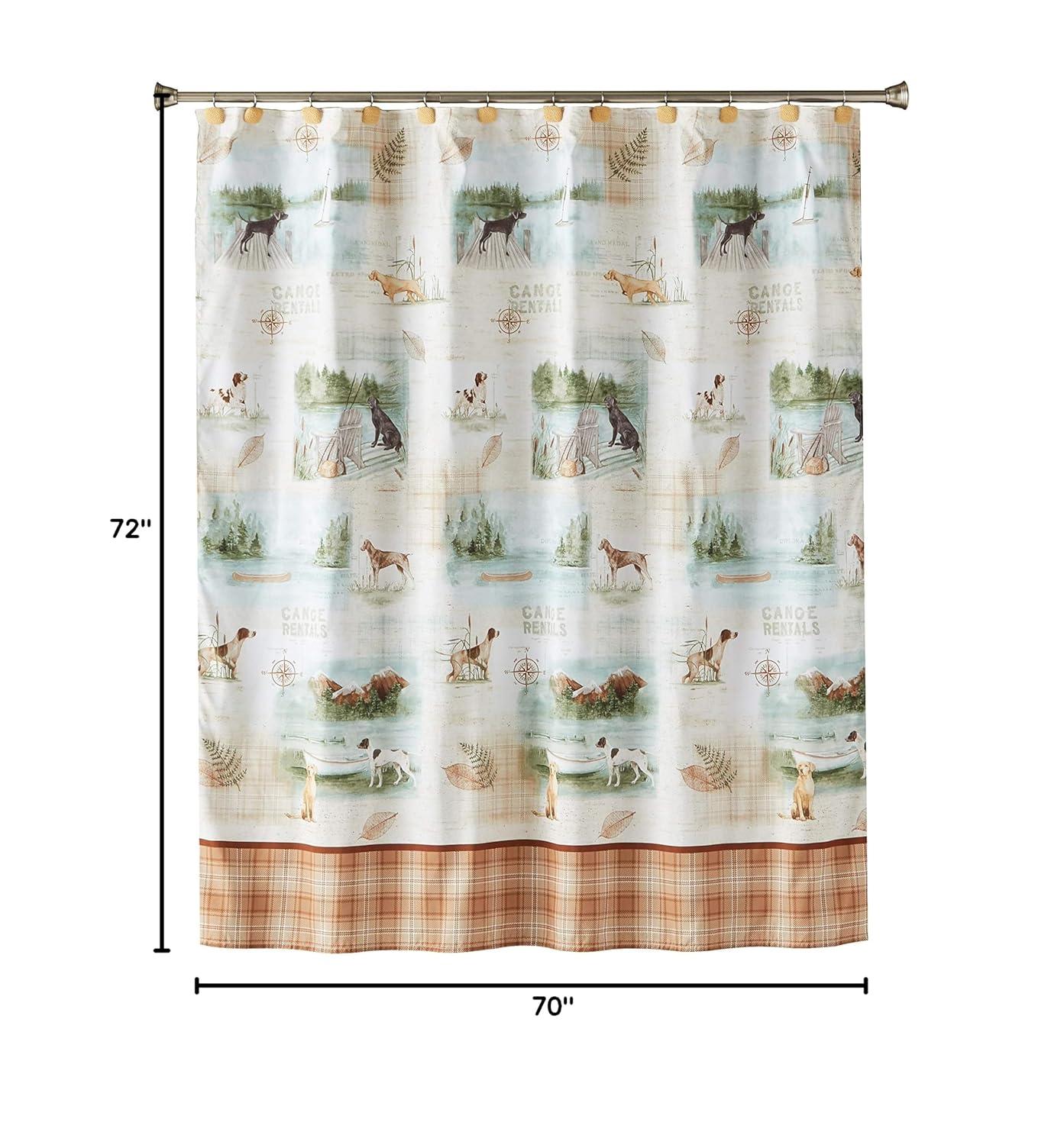 Saturday Knight Ltd Adirondack Dogs Nature Life Fabric Bath Shower Curtain - 70x72", Multi