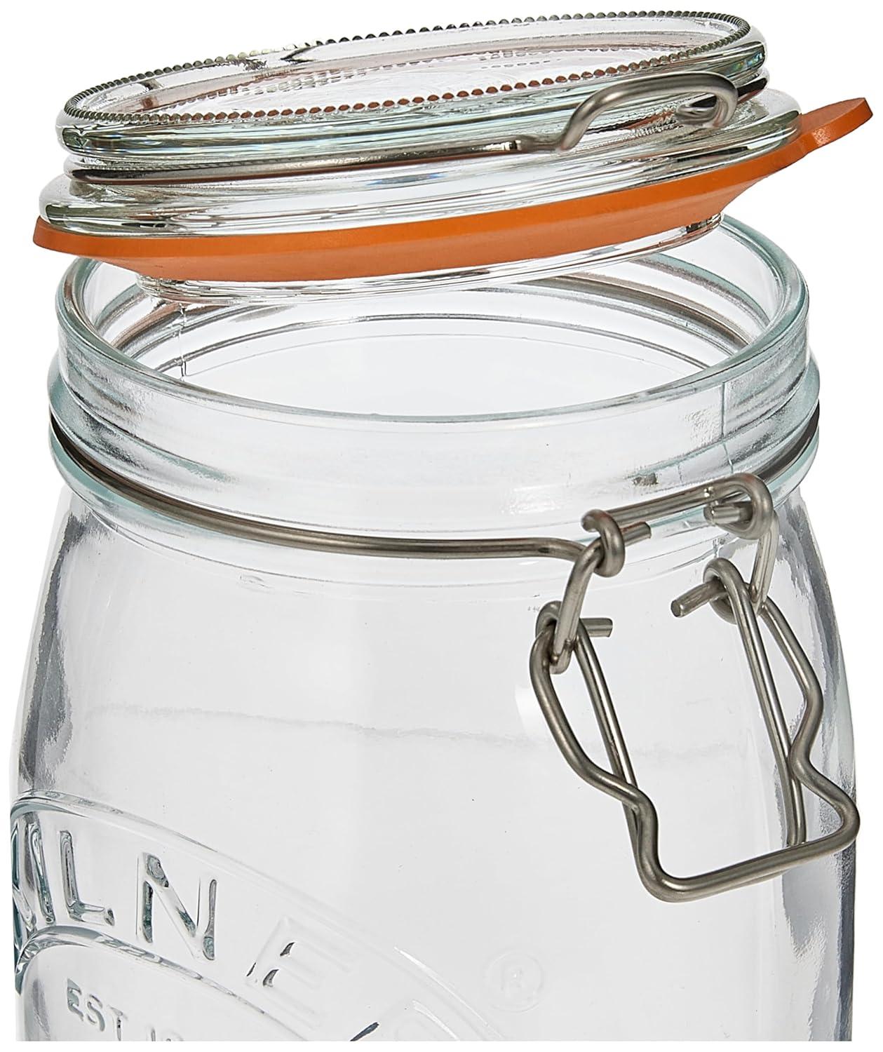 Clear Glass 34-Fl Oz Clip Top Storage Jar Set