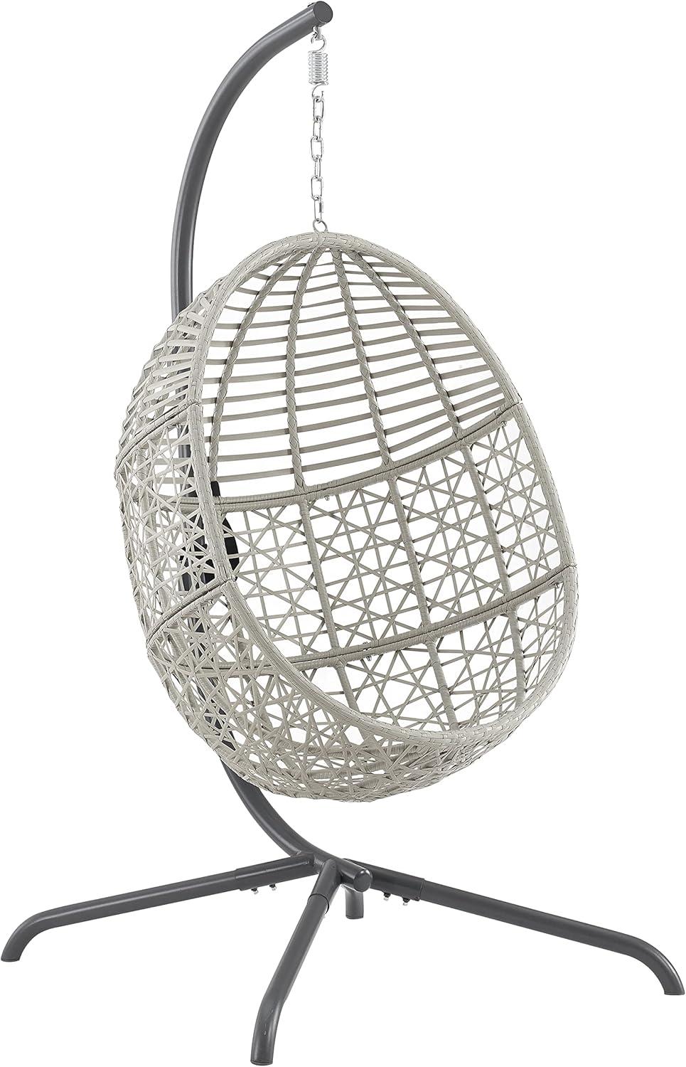 Crosley Furniture Lorelei Indoor/Outdoor Wicker Hanging Egg Chair in Gray