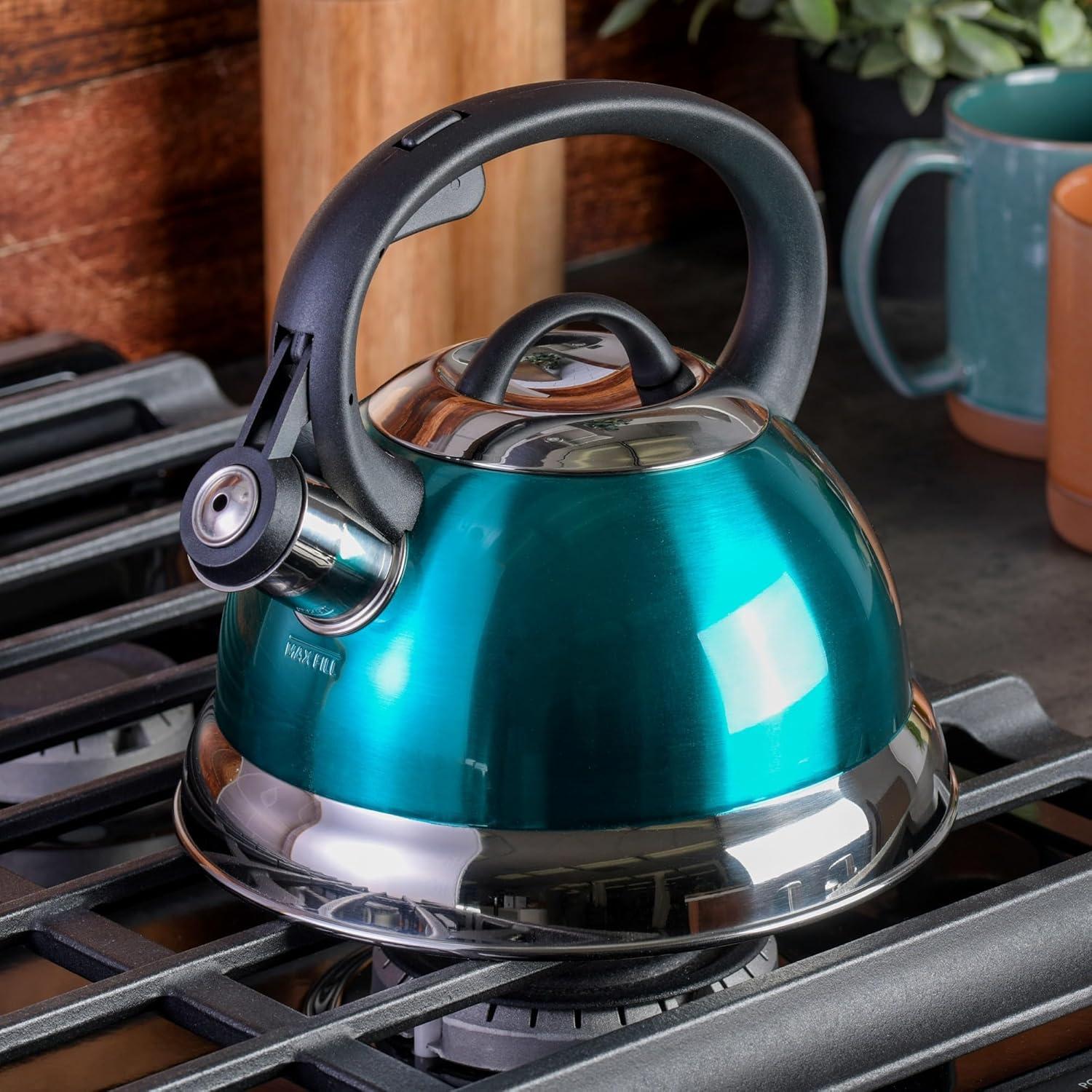 Mr. Coffee Mr. Coffee Flintshire 1.75 Quart Whistling Stovetop Tea Kettle In Blue