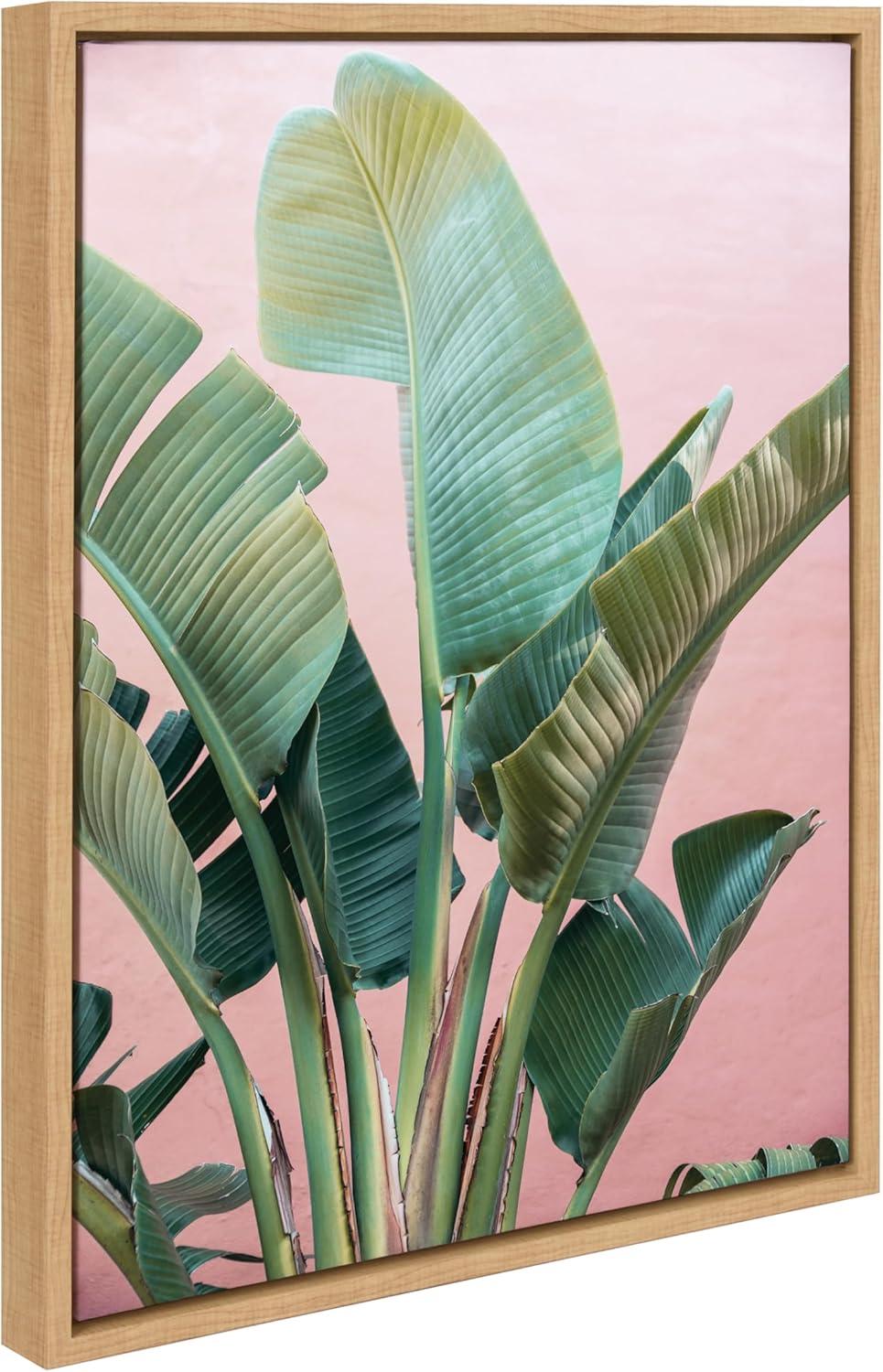 18"x24" Kate & Laurel All Things Decor Sylvie Tropic Pink Wall Art: Floating Canvas, Botanical Print