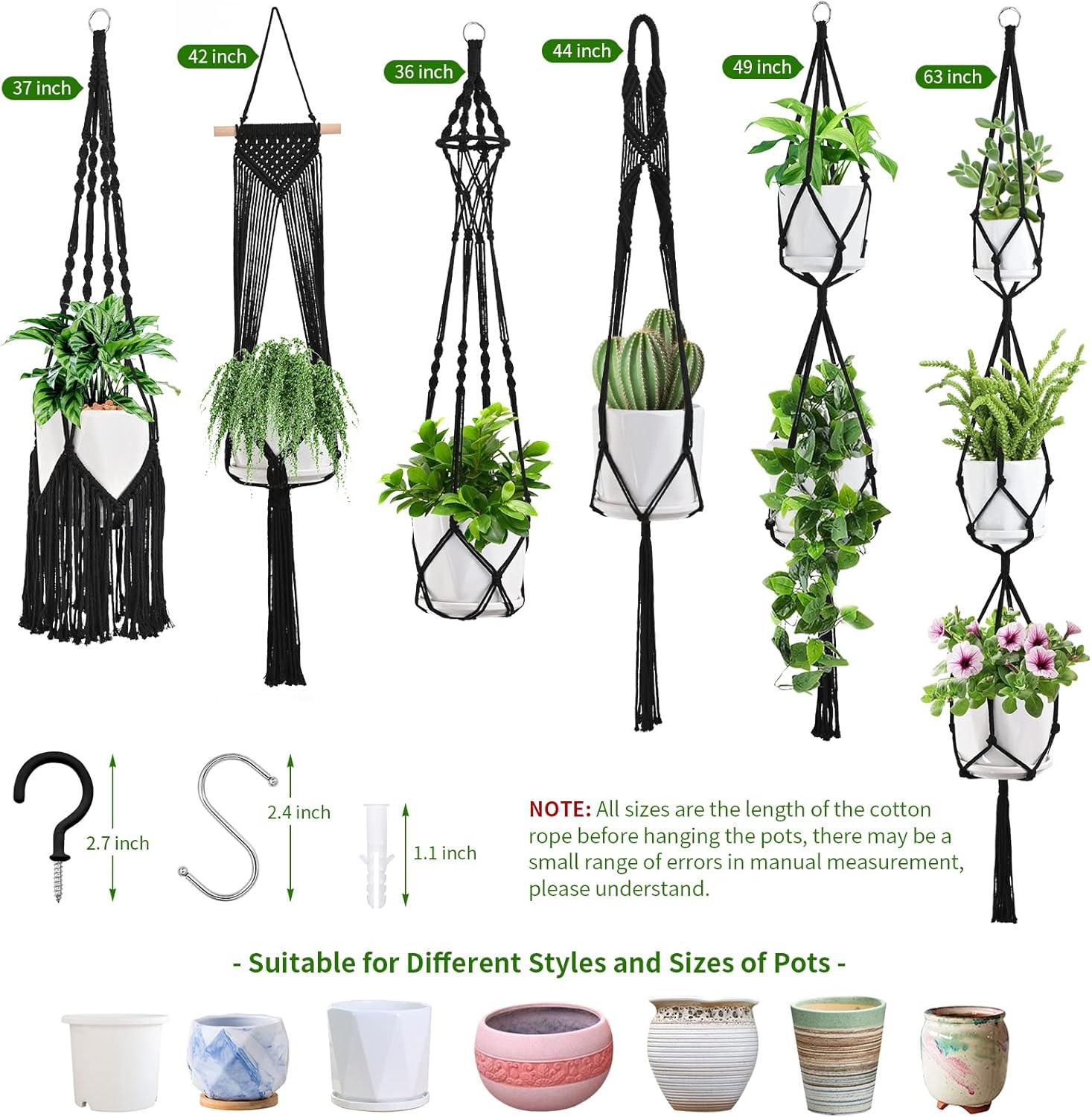 Plant Hangers, 6Pack Hanging for Indoor Plants W/Hangers Kit Handmade Macromay Plant Hangers Indoor Flower Pots