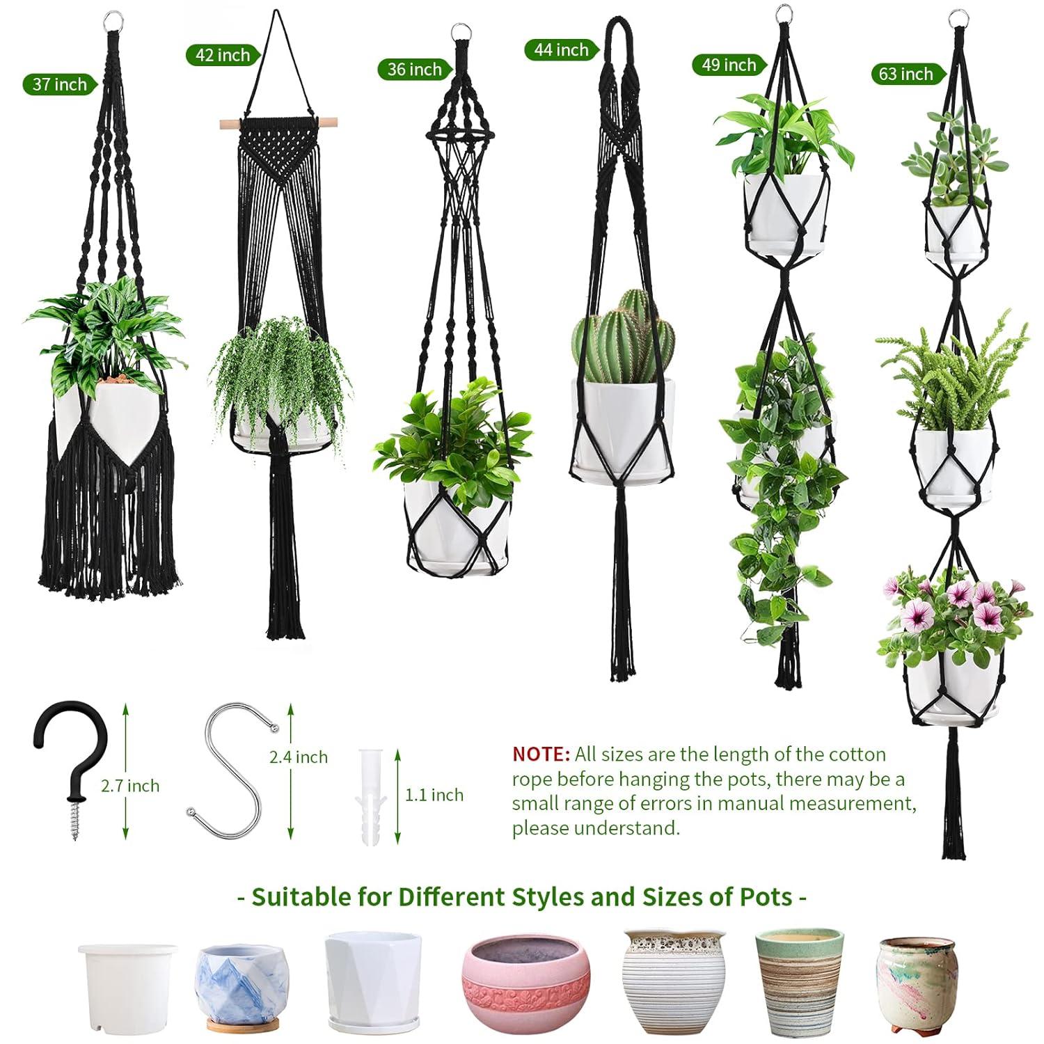 Plant Hangers, 6Pack Hanging for Indoor Plants W/Hangers Kit Handmade Macromay Plant Hangers Indoor Flower Pots