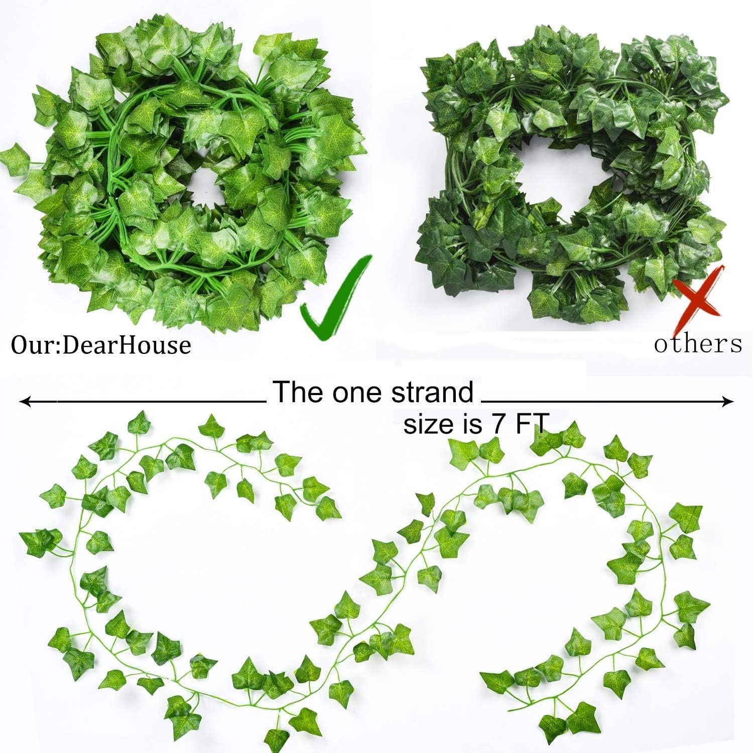 Morttic 84ft 12 Pack / 82 inch, Artificial Ivy Garland Fake Leaf Plants Vine, Hanging Leaves Garlands for Wedding Party Garden Kitchen Outdoor Greenery Wall Decor Green