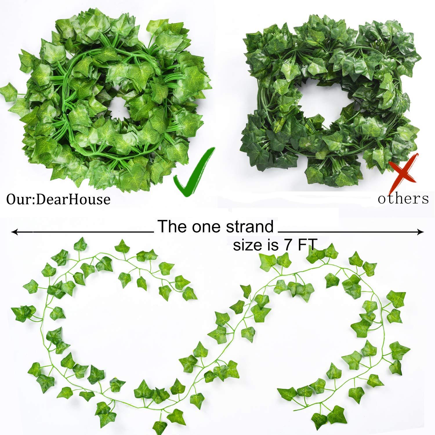 Morttic 84ft 12 Pack / 82 inch, Artificial Ivy Garland Fake Leaf Plants Vine, Hanging Leaves Garlands for Wedding Party Garden Kitchen Outdoor Greenery Wall Decor Green