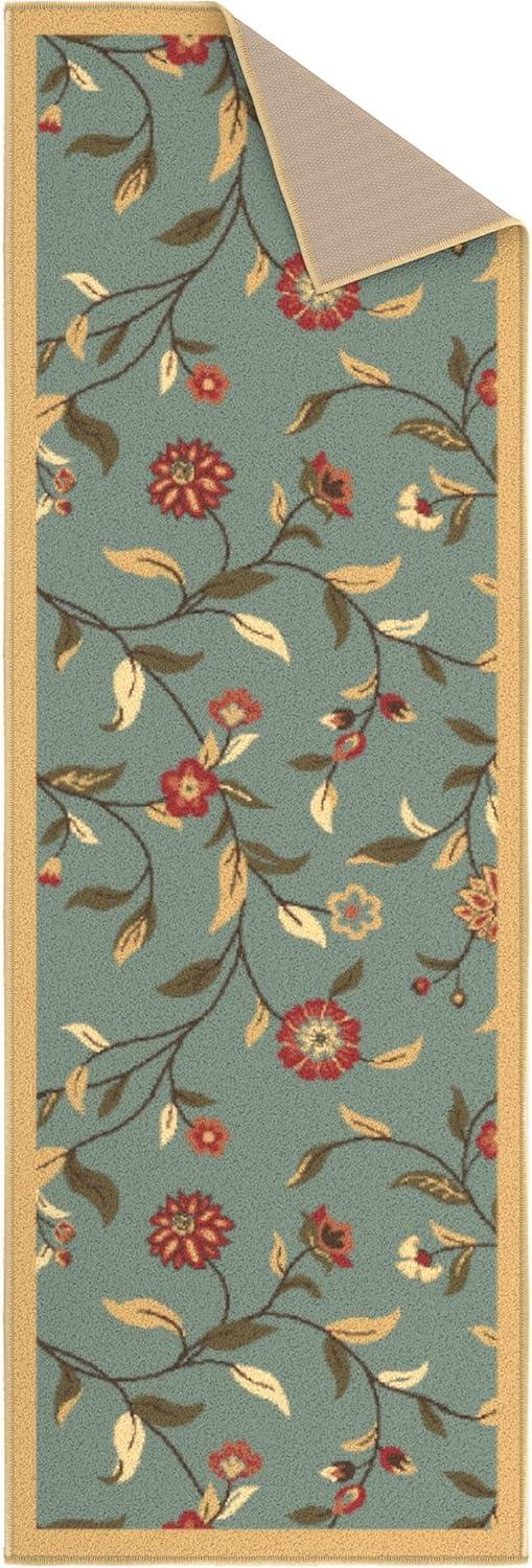 Machine Washable Non-Slip Floral Leaves Area Rug For Living Room, Hallway Runner, Entryway Rug