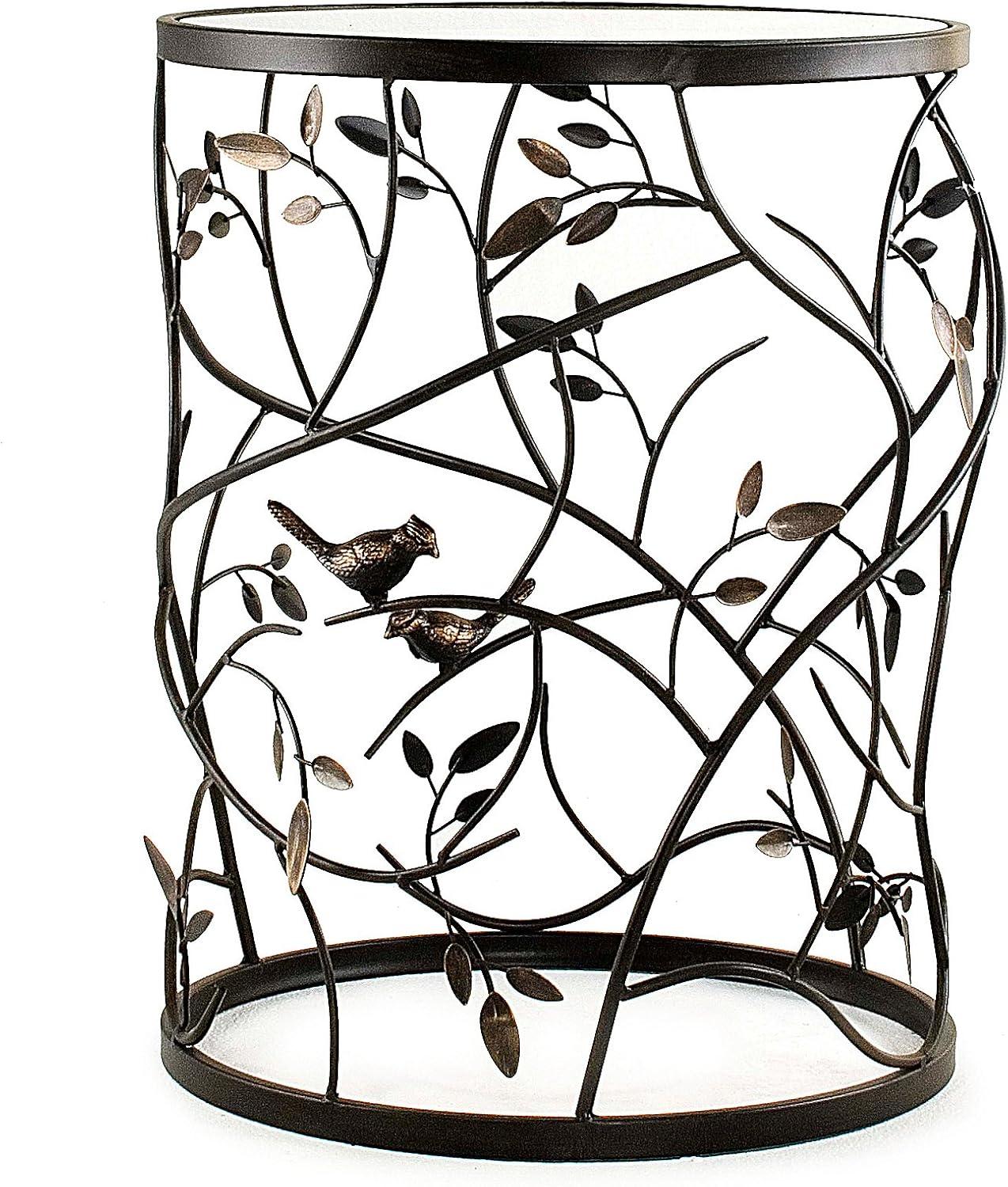 FirsTime & Co. Bronze Bird And Branches End Table, Modern, Antiqued, Round, Metal, 16.5 x 16.5 x 22 in