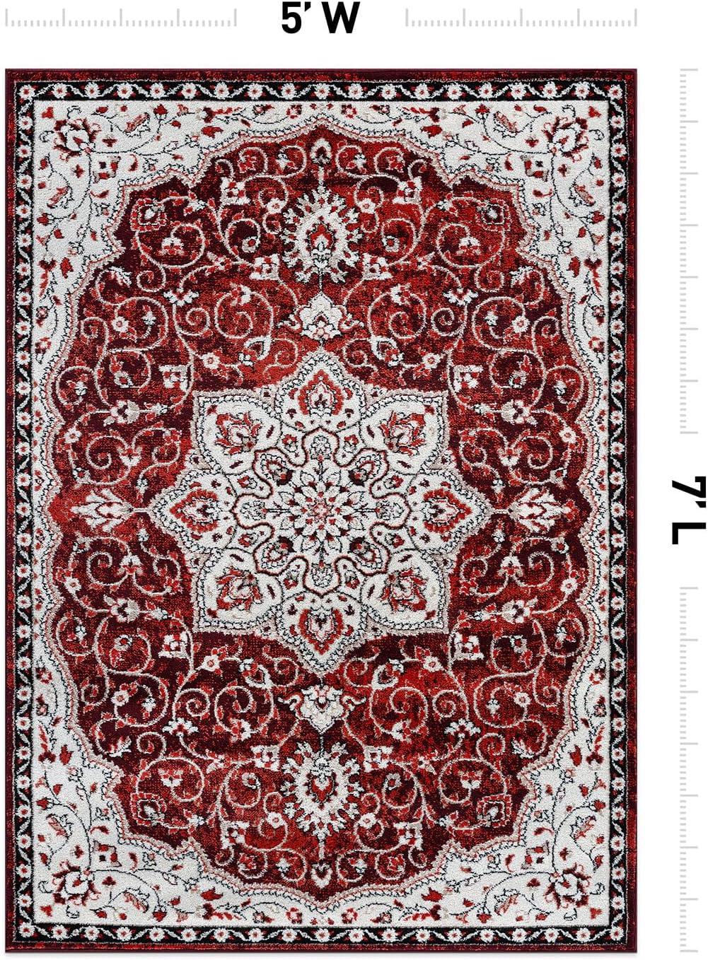 World Rug Gallery Traditional Medallion Area Rug - RED 5' X 7'