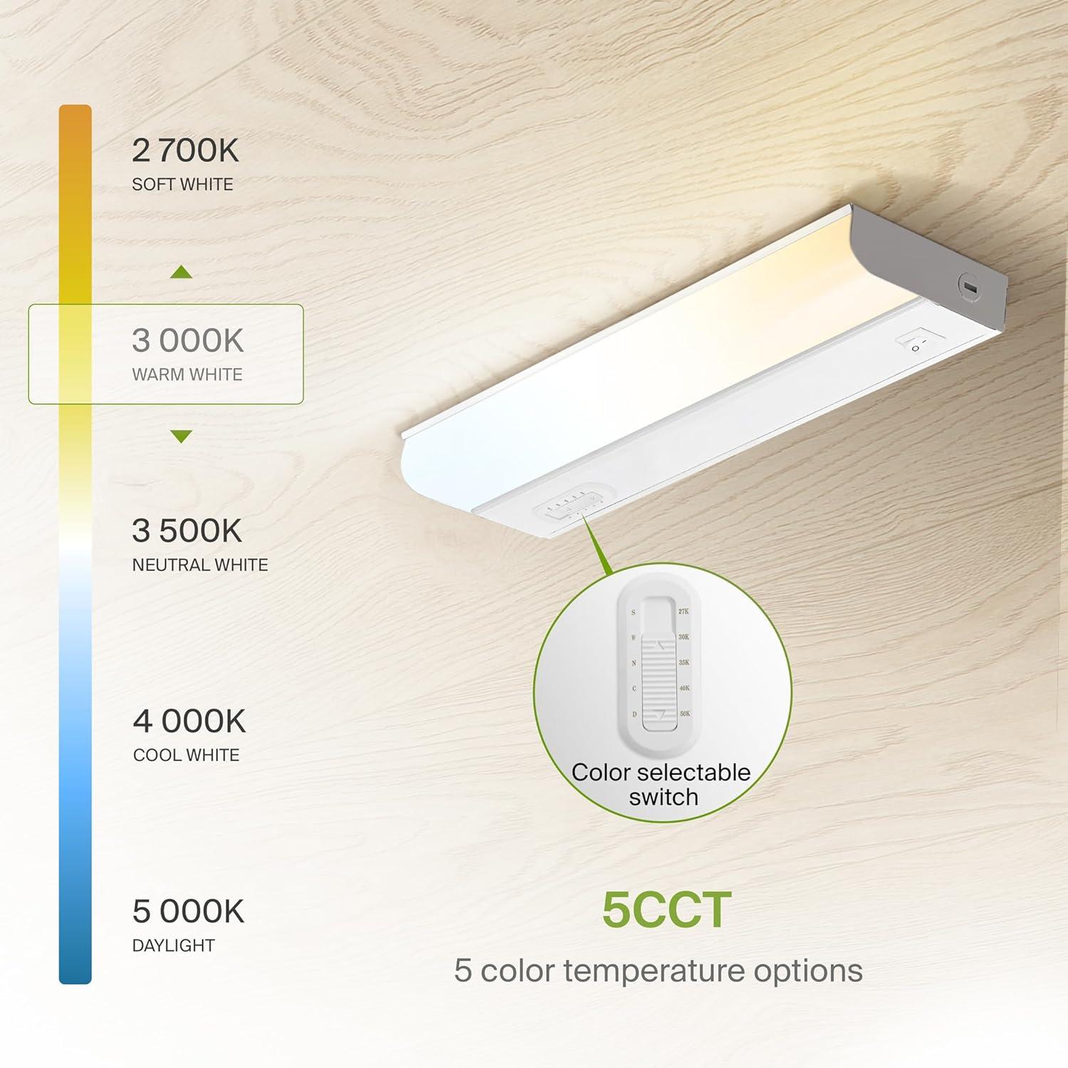 12-Inch White LED Under Cabinet Light with Switch