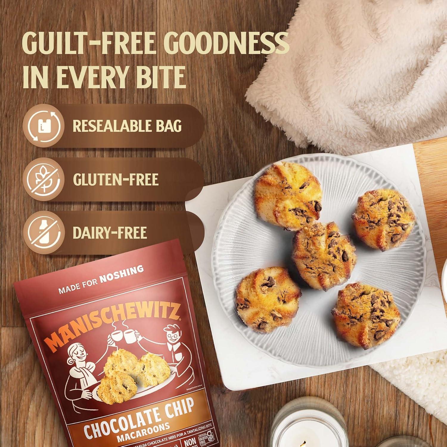 Manischewitz Chocolate Chip Macaroons, 10oz Resealable Bag, Gluten Free, Kosher For Passover