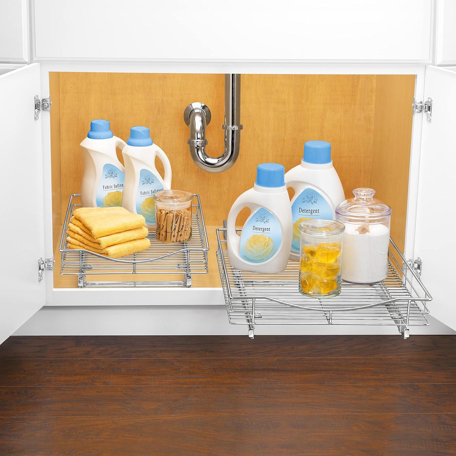 Lynk Professional 17" x 18" Slide Out Cabinet Organizer - Pull Out Under Cabinet Sliding Shelf: Under Sink Storage, Kitchen Organization