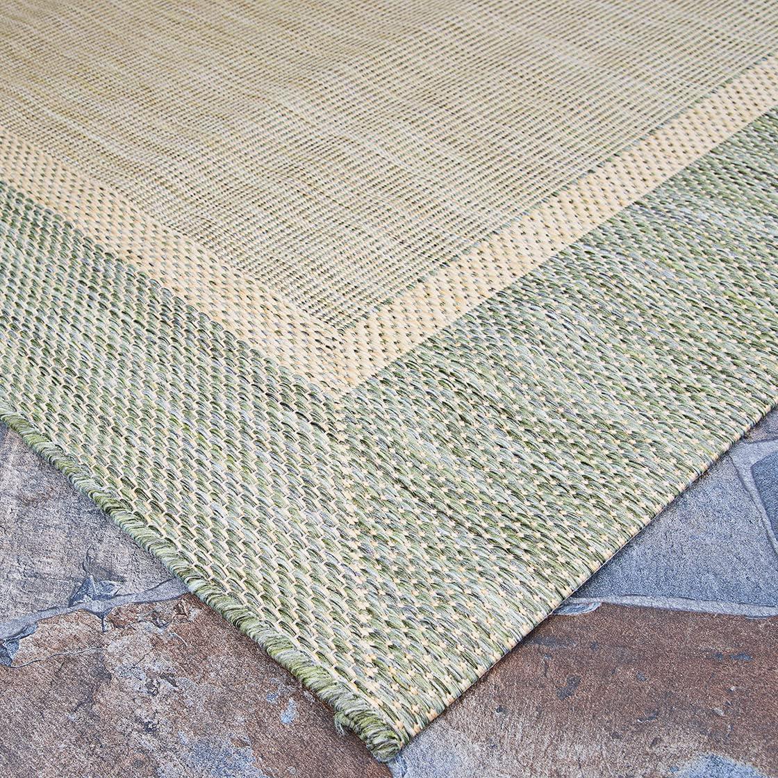 Couristan Recife Outdoor Area Rug - Stria Texture 2' X 3'7" Rectangle in Natural and Green Color, Hose Washable, Pet Friendly, Patio and Home Decor