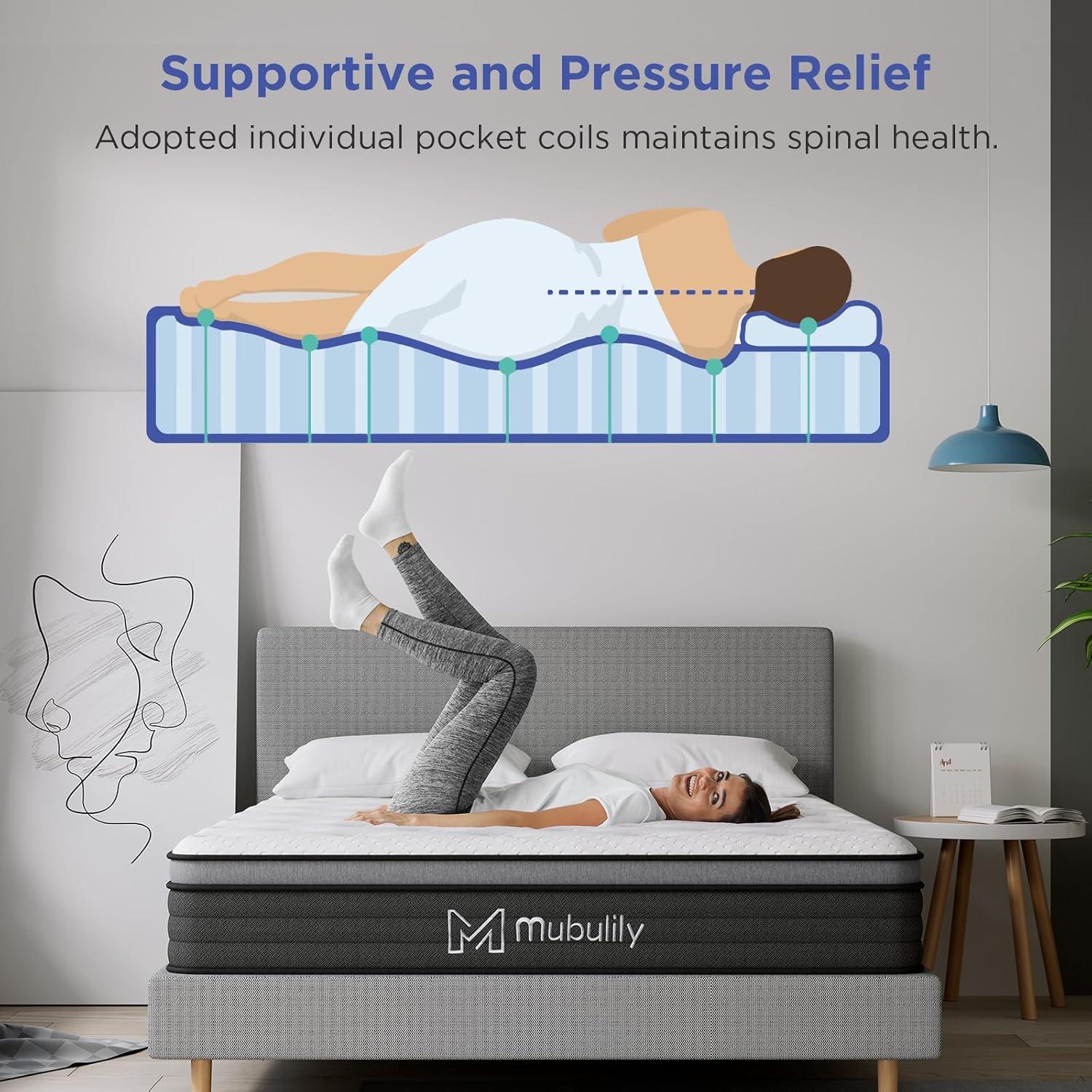 Mubulily 12'' Medium Gel Memory Foam Mattress