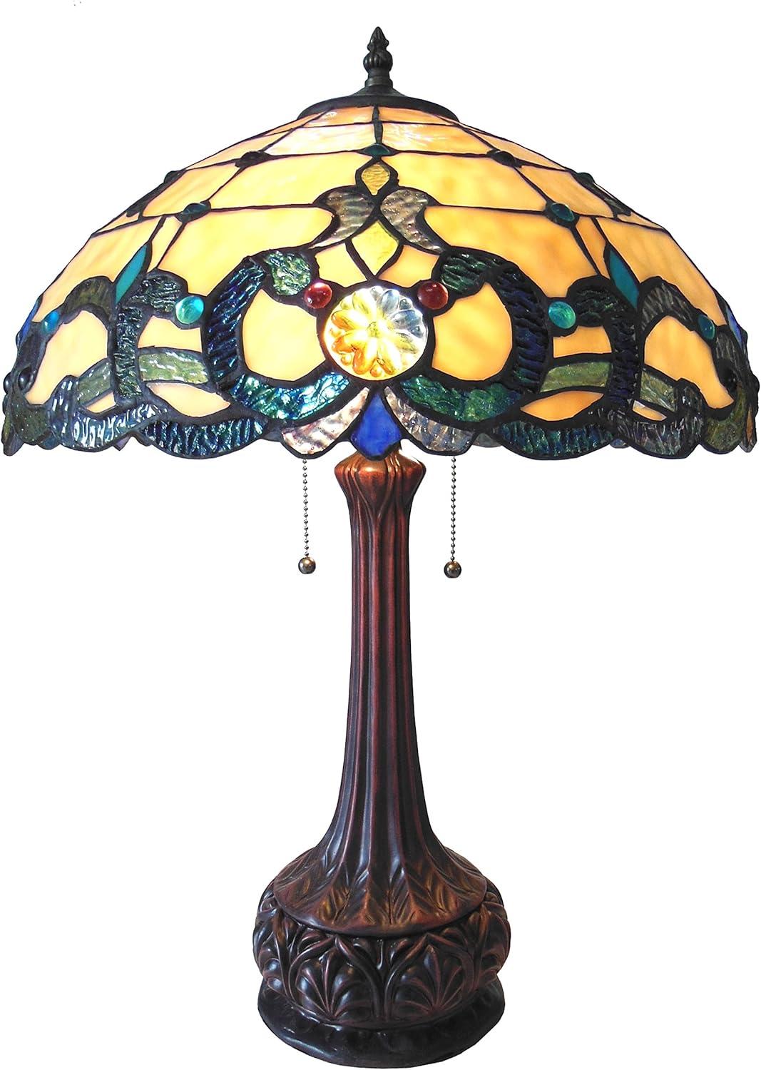 CHLOE Lighting DOUTZEN Tiffany-style 2 Light Victorian Table Lamp 18" Shade