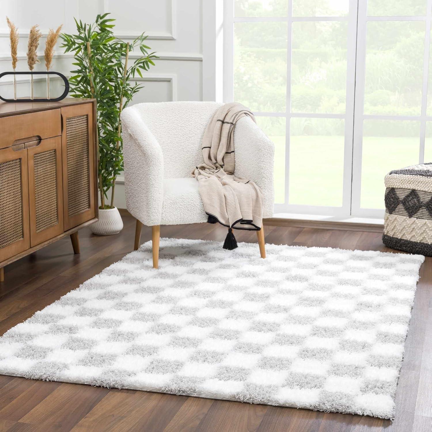 Hauteloom Atira Black & White Checkered Area Rug