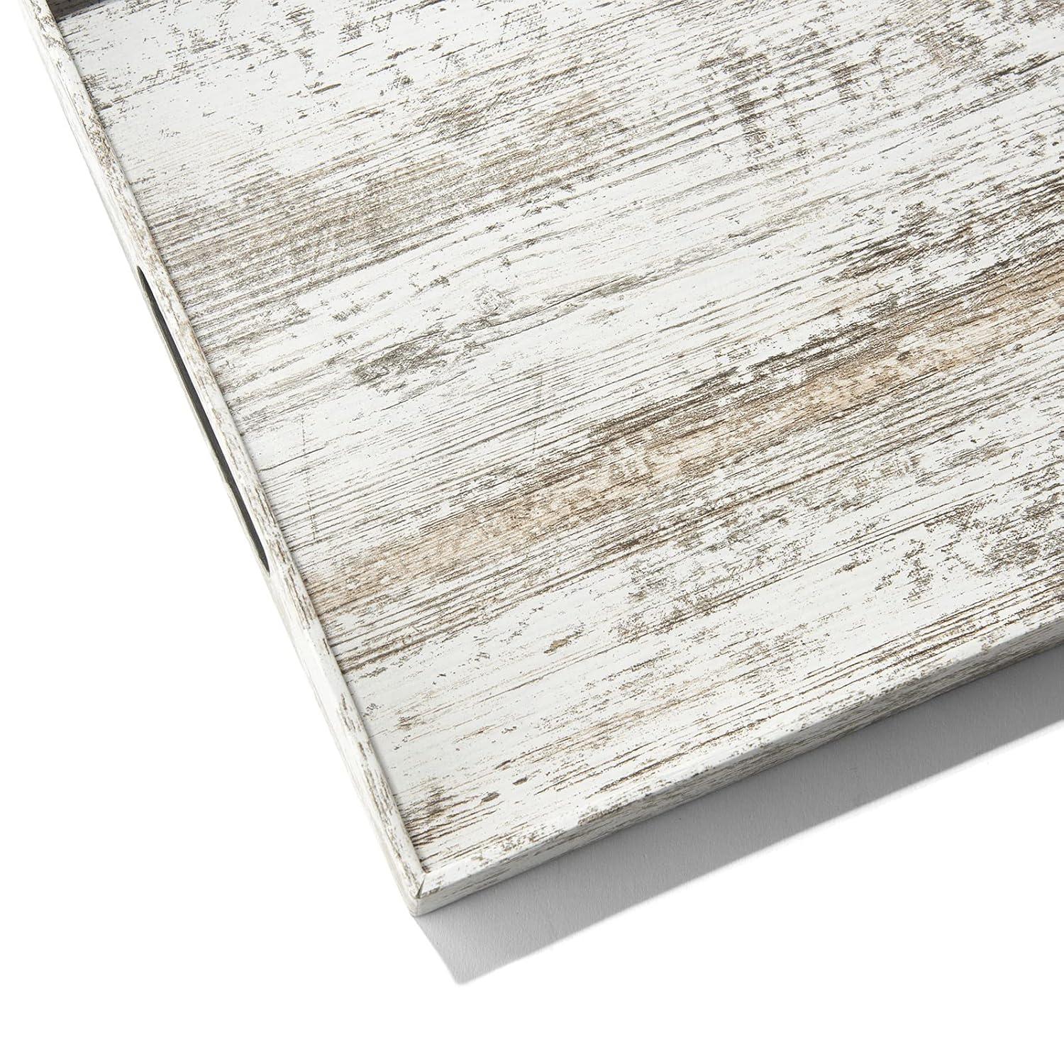 American Atelier, Birch Wood Finish, Polypropylene Rectangular Serving Tray with Handles, Set of 2
