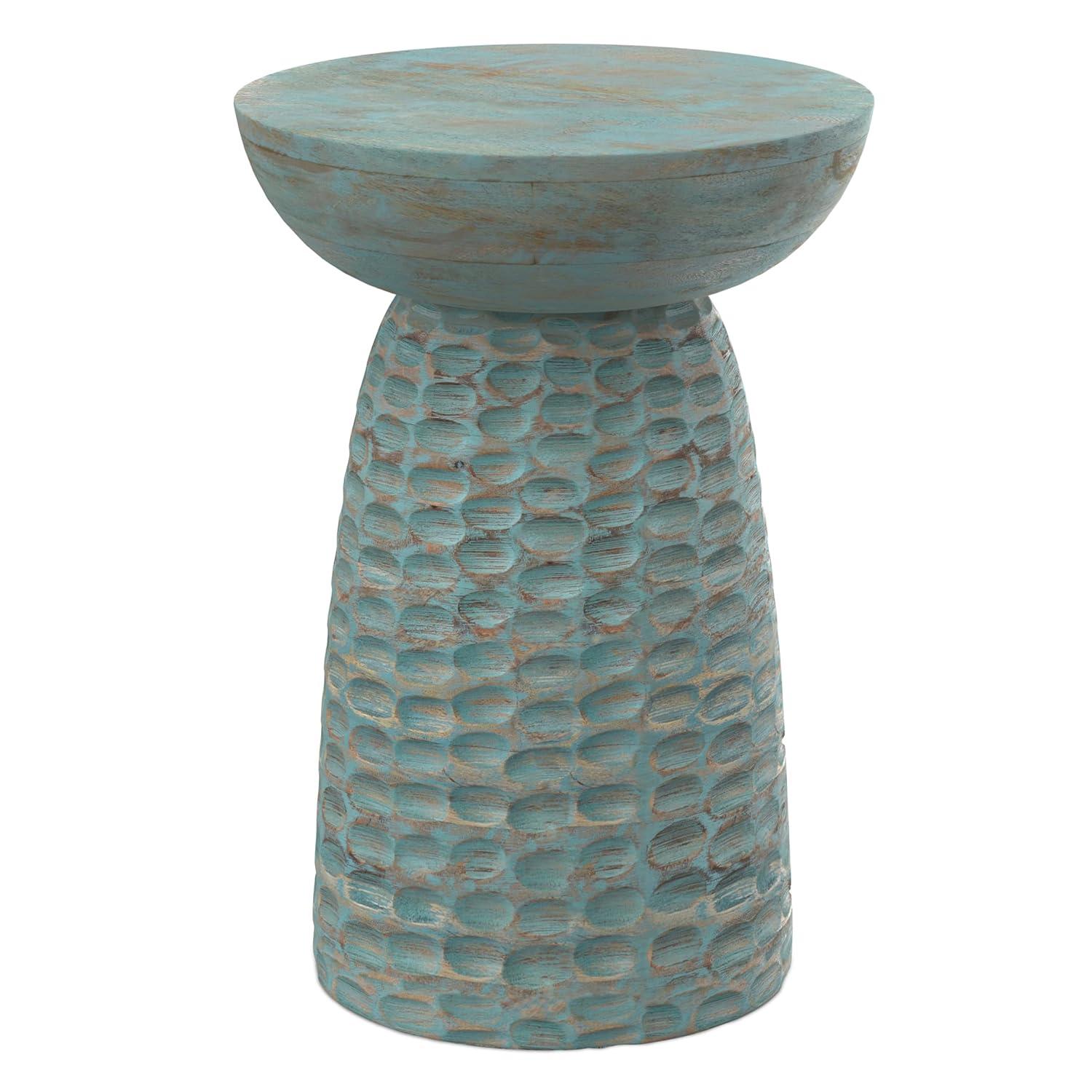 Simpli Home Boyd Solid Mango Wood Pedestal Accent End Table