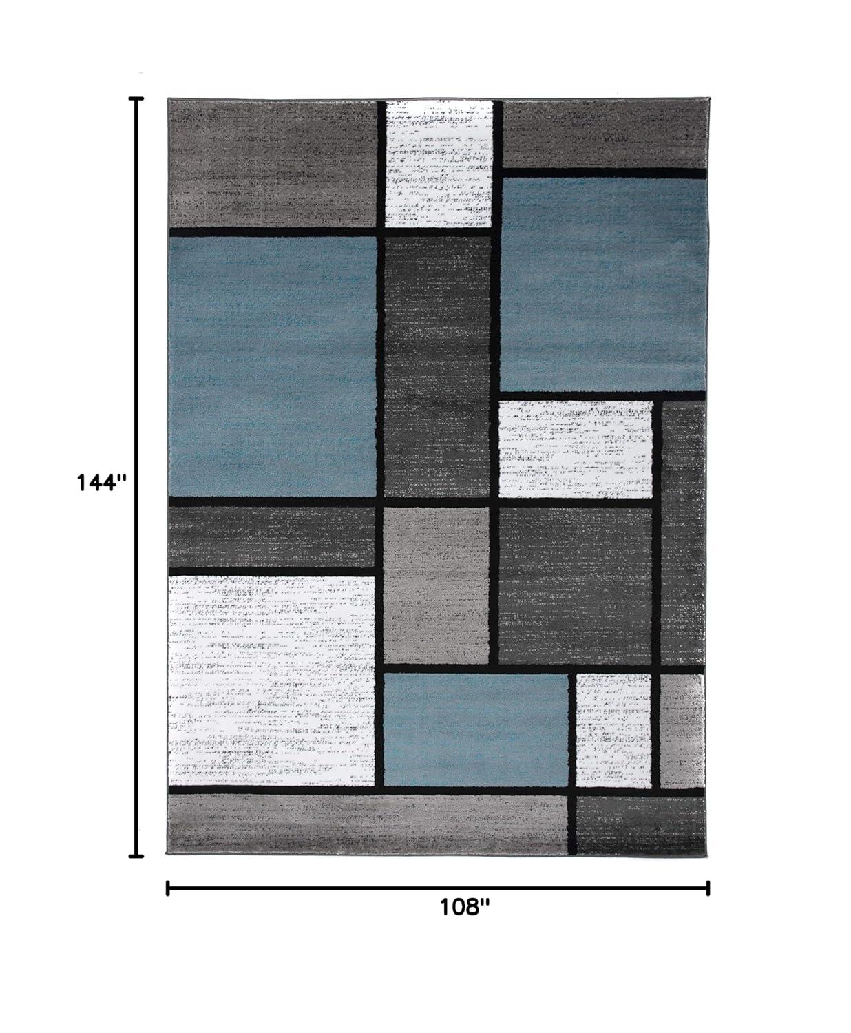 Contemporary Blue and Gray Geometric Synthetic 9' x 12' Area Rug